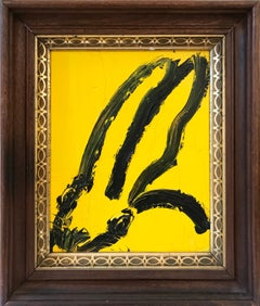 "Untitled (Bunny on Tuscany Yellow)" Oil Painting on Wood Panel