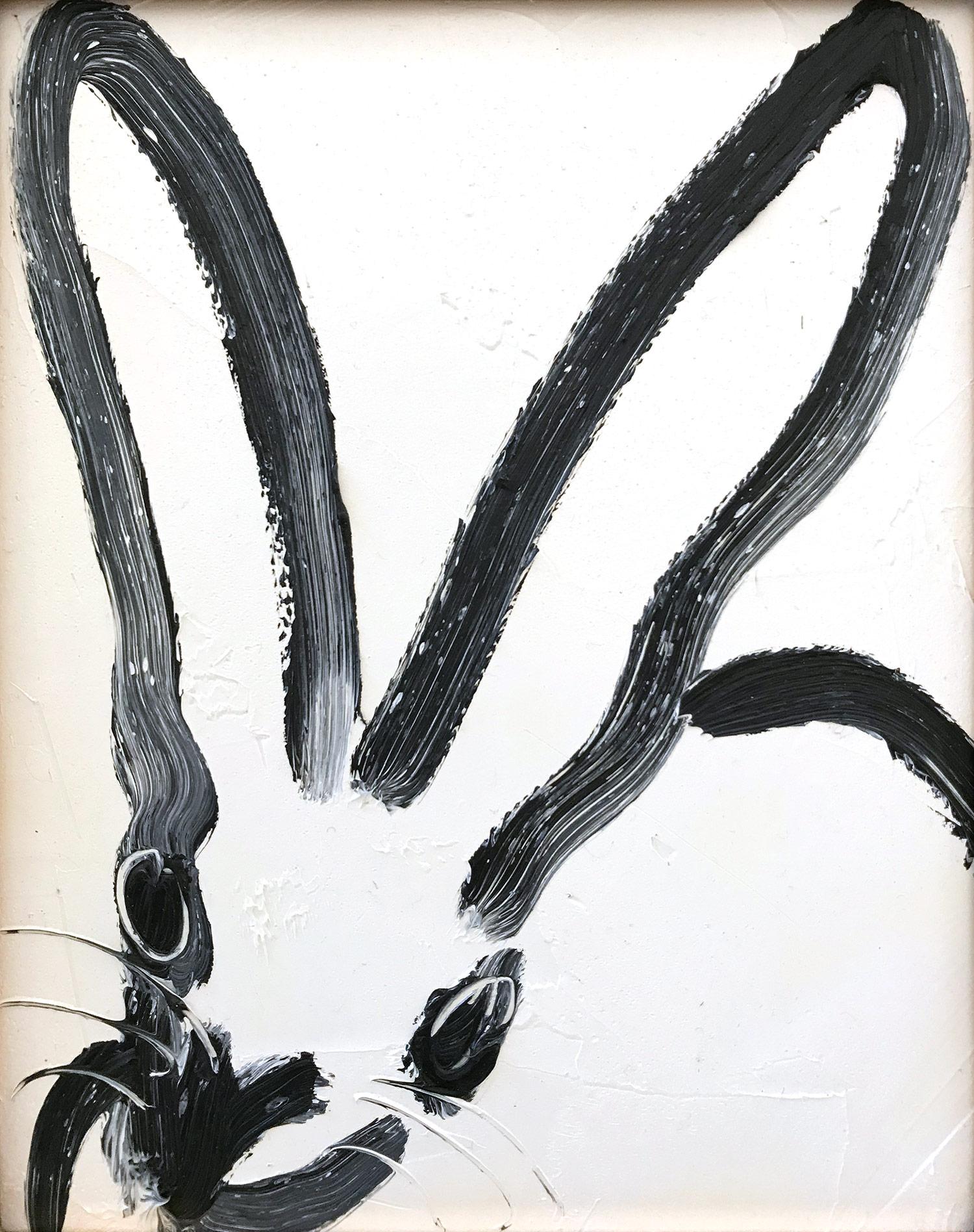 Untitled (Bunny on White Chiffon) - Painting by Hunt Slonem