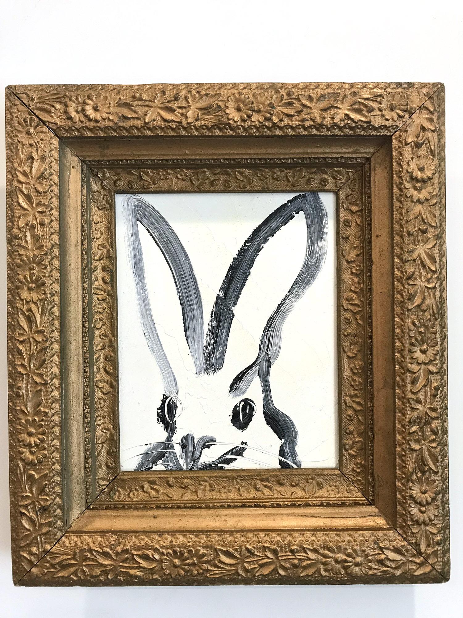 Untitled (Bunny on White) - Painting by Hunt Slonem