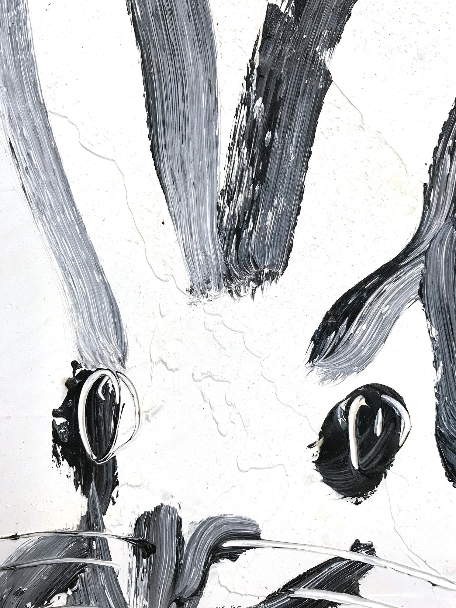 Untitled (Bunny on White) - Contemporary Painting by Hunt Slonem