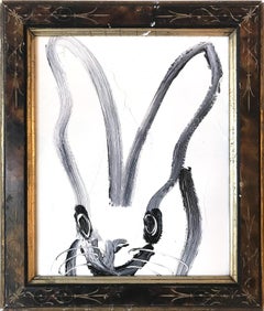 "Untitled (Bunny on White)" Oil Painting on Wood Panel