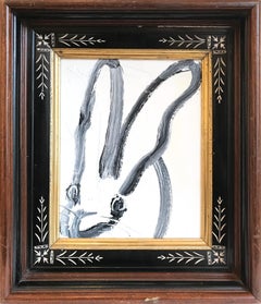 "Untitled (Bunny on White)" Oil Painting on Wood Panel