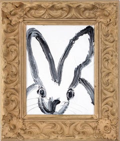 "Untitled (Bunny on White)" Oil Painting on Wood Panel
