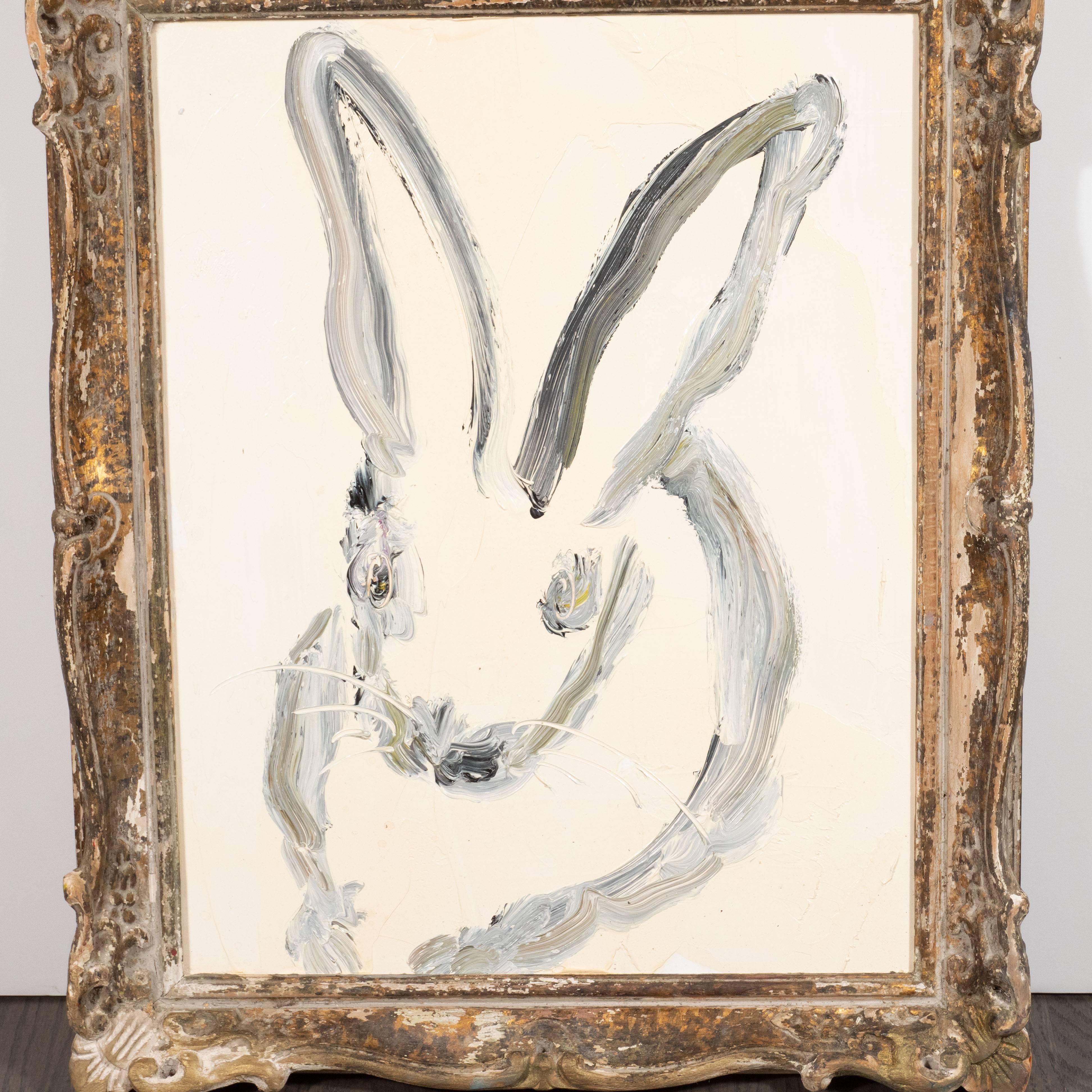 Untitled (Bunny Painting 0007) - Beige Animal Painting by Hunt Slonem