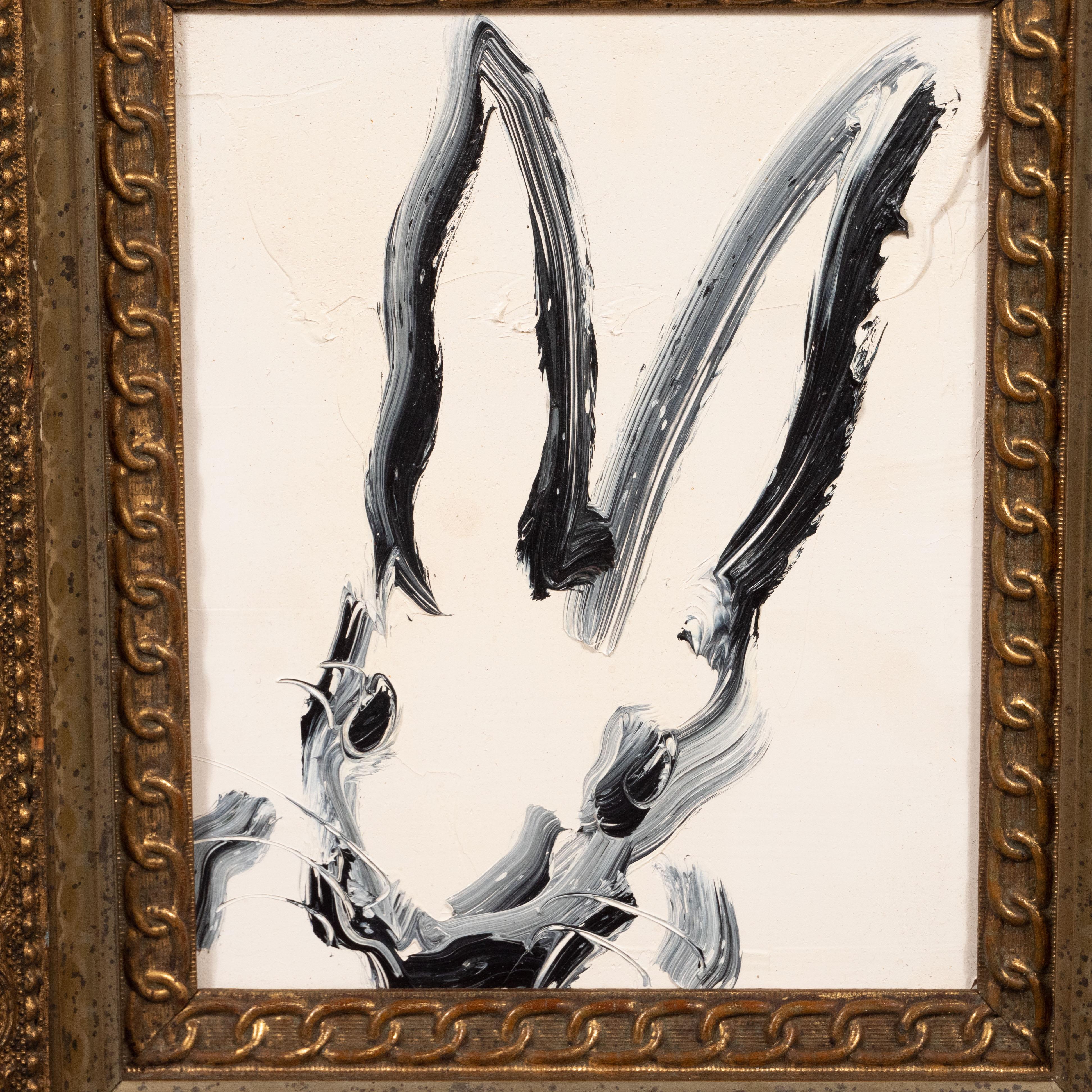 Untitled (Bunny Painting) - C50040 - Brown Abstract Painting by Hunt Slonem
