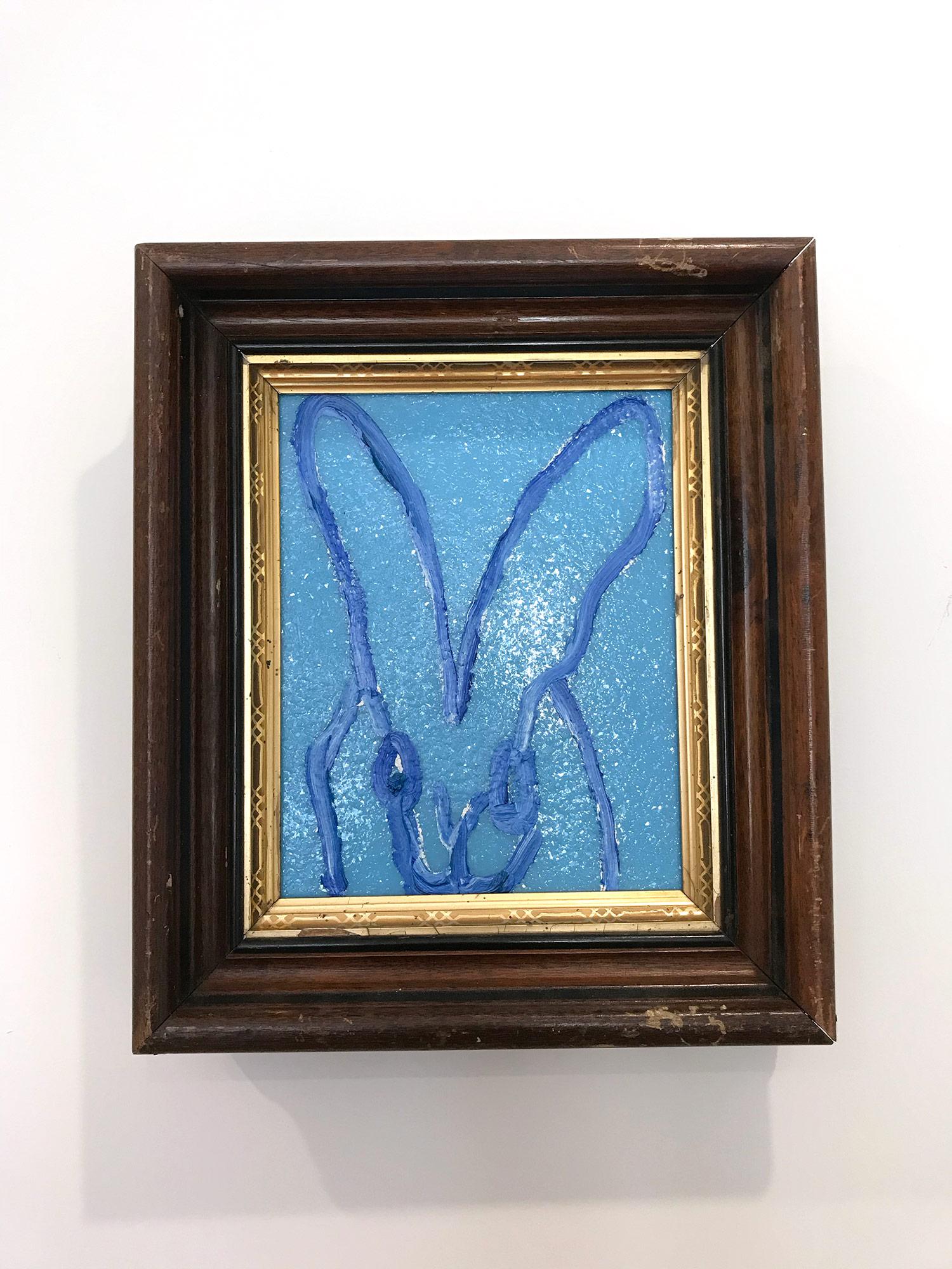 Untitled (Diamond Dust Bunny on Light Cobalt Blue) - Neo-Expressionist Painting by Hunt Slonem