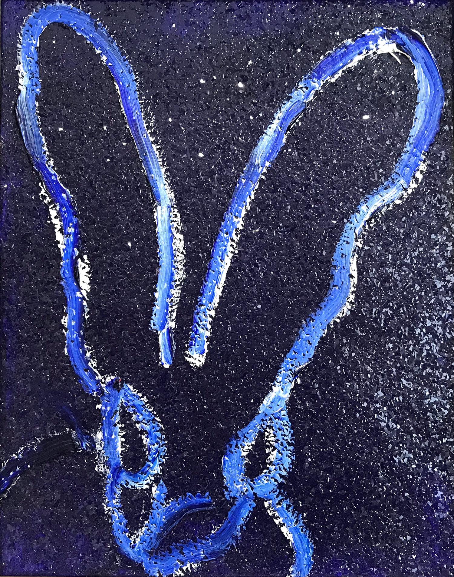 Untitled (Diamond Dust Bunny on Ultramarine Blue) - Painting by Hunt Slonem