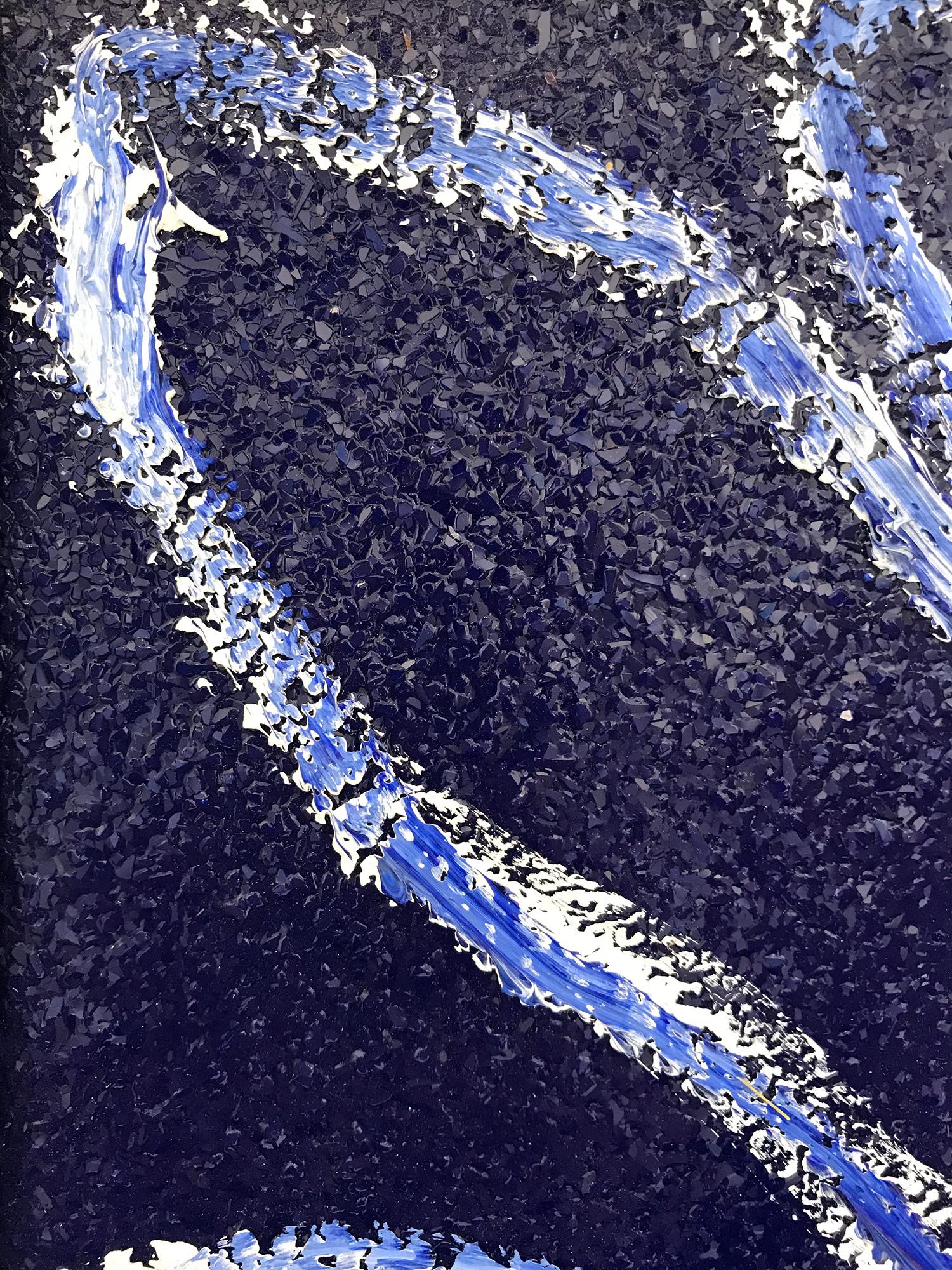 Untitled (Diamond Dust Bunny on Ultramarine Blue) - Contemporary Painting by Hunt Slonem