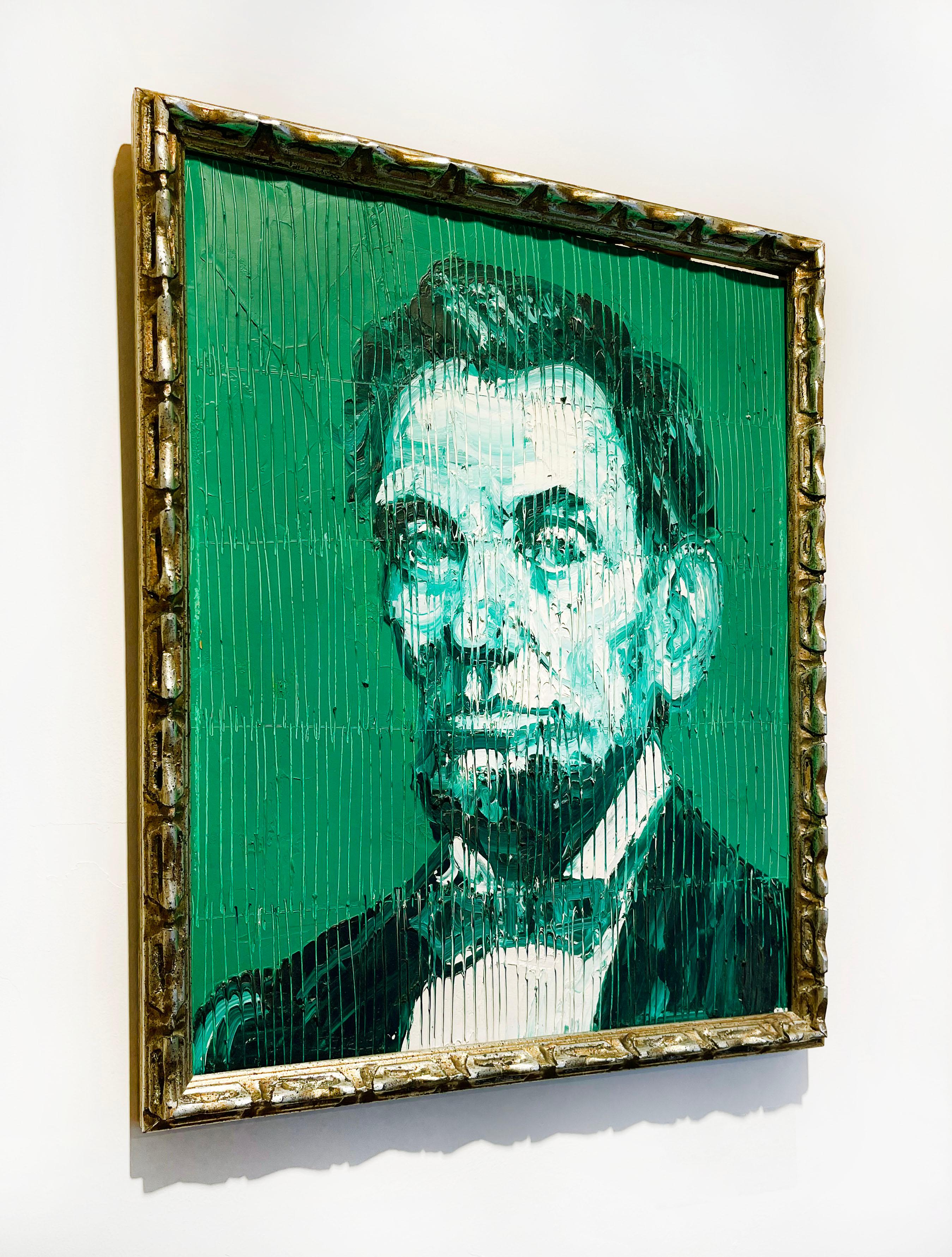 Artist:  Slonem, Hunt
Title:  Untitled (Emerald Abe) 
Series:  Abraham Lincoln
Date:  2019
Medium:  Oil on wood
Unframed Dimensions:  18