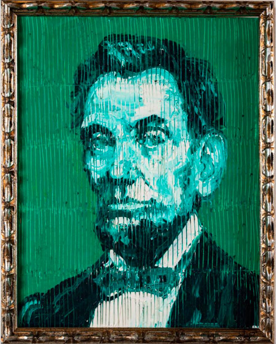 Hunt Slonem Portrait Painting - Untitled (Emerald Abe) 