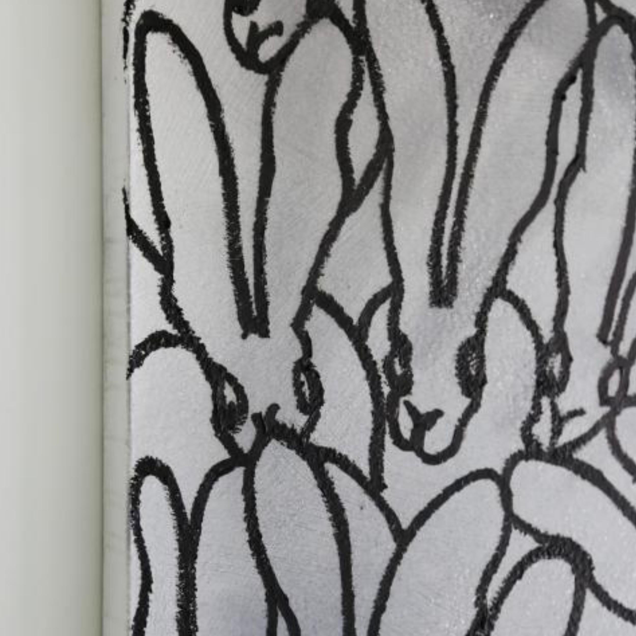 UNTITLED White Bunnies - Painting by Hunt Slonem