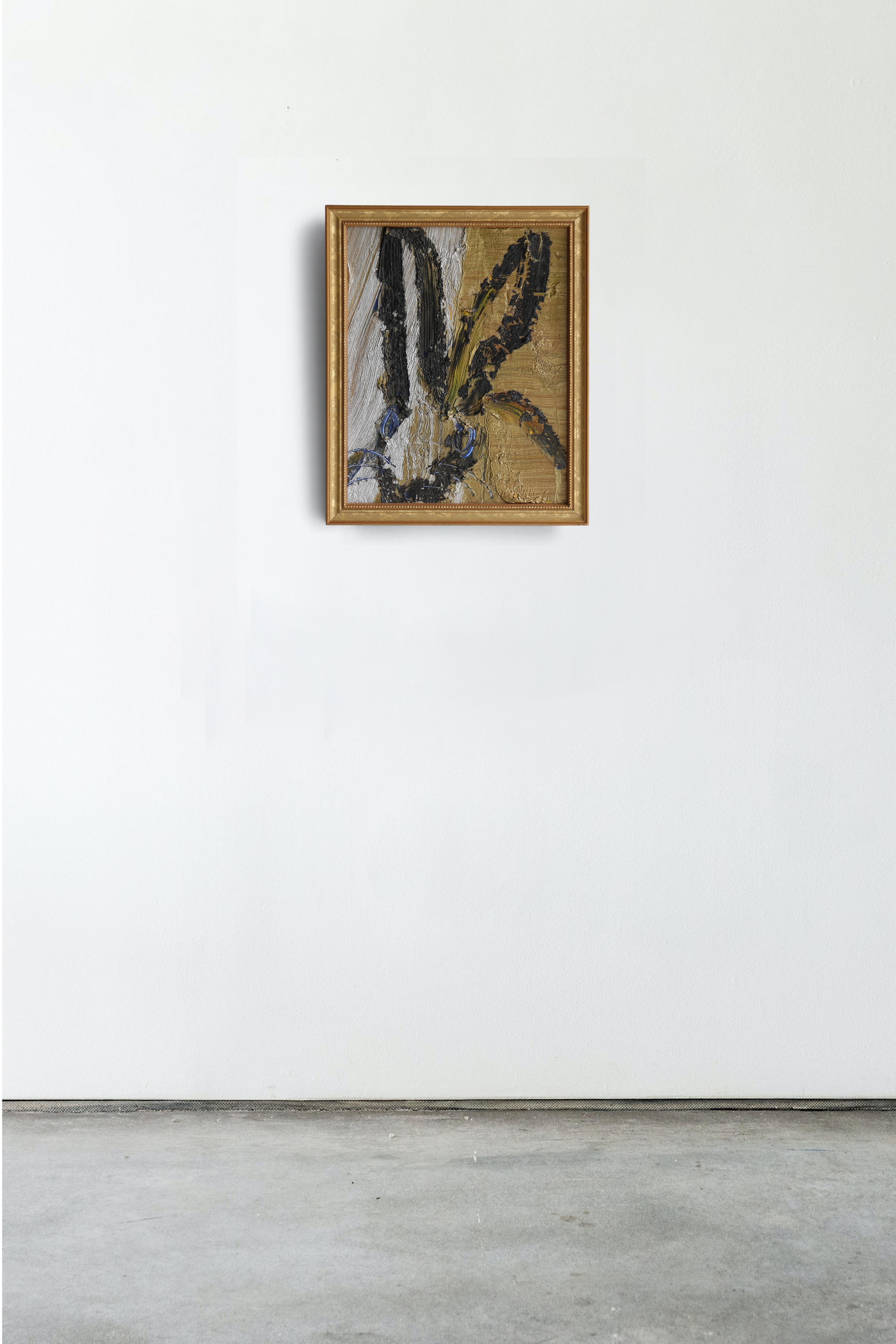 UNTITLED Gold and Silver Bunny - Contemporary Painting by Hunt Slonem