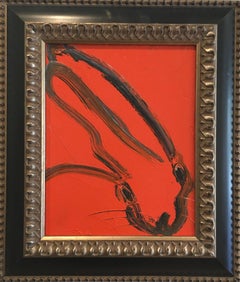 Hunt Slonem Red Bunny oil painting 'Untitled'