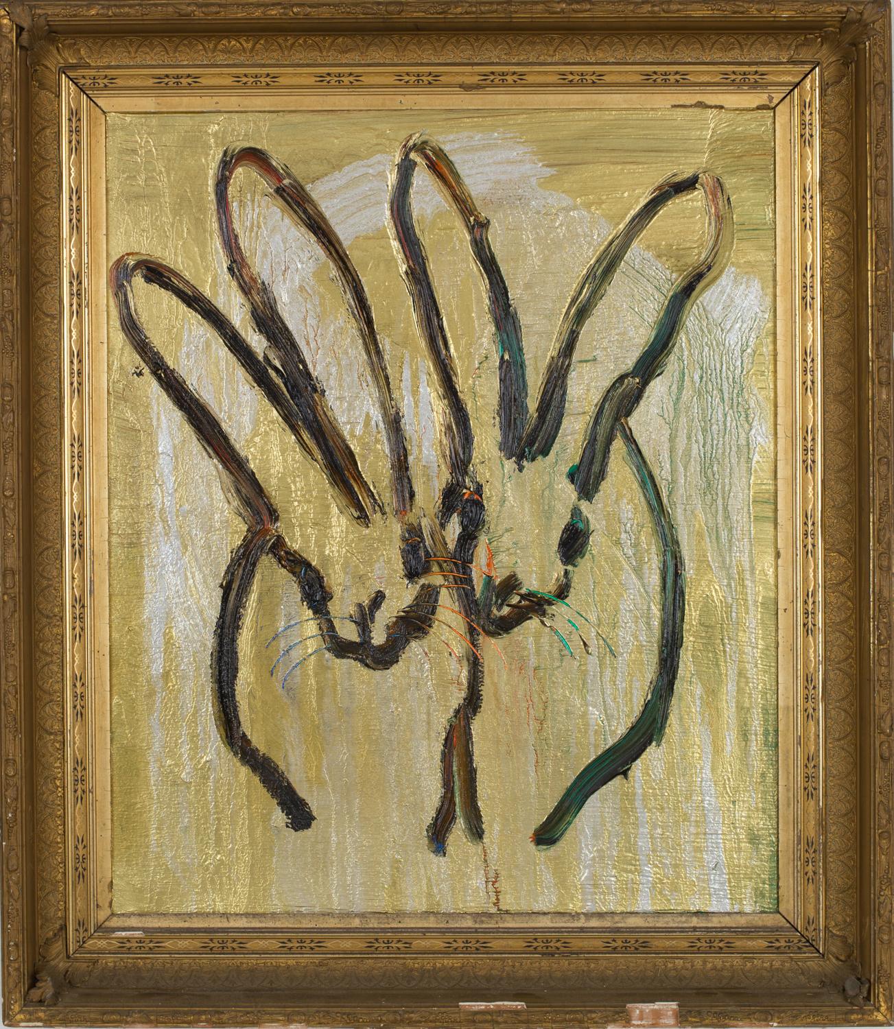 Untitled Gold Bunnies (EA00987) - Painting by Hunt Slonem