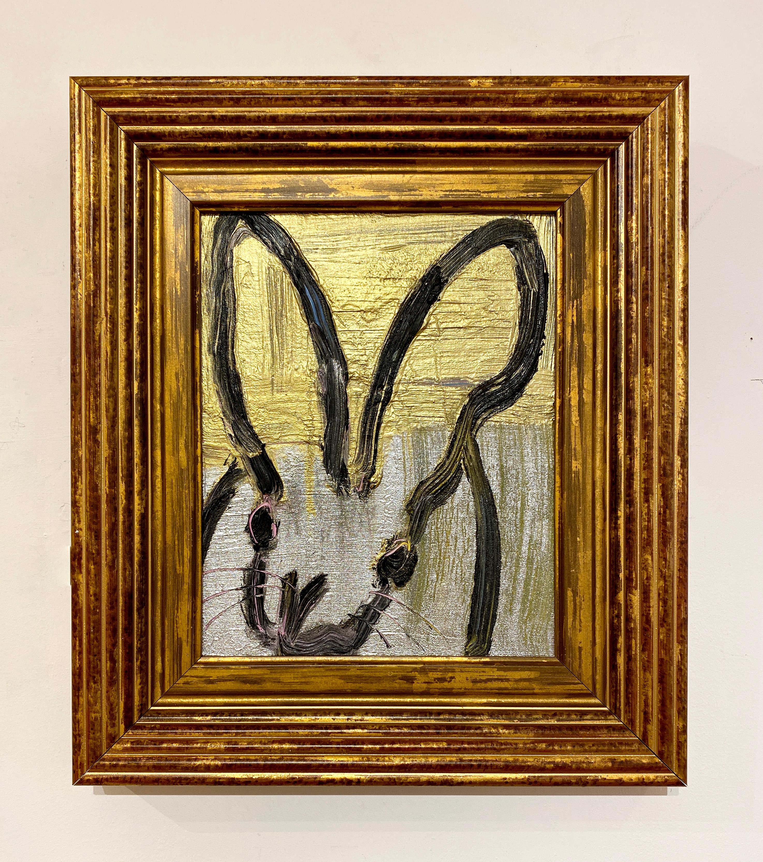 Untitled (Gold & Silver Bunny) - Painting by Hunt Slonem