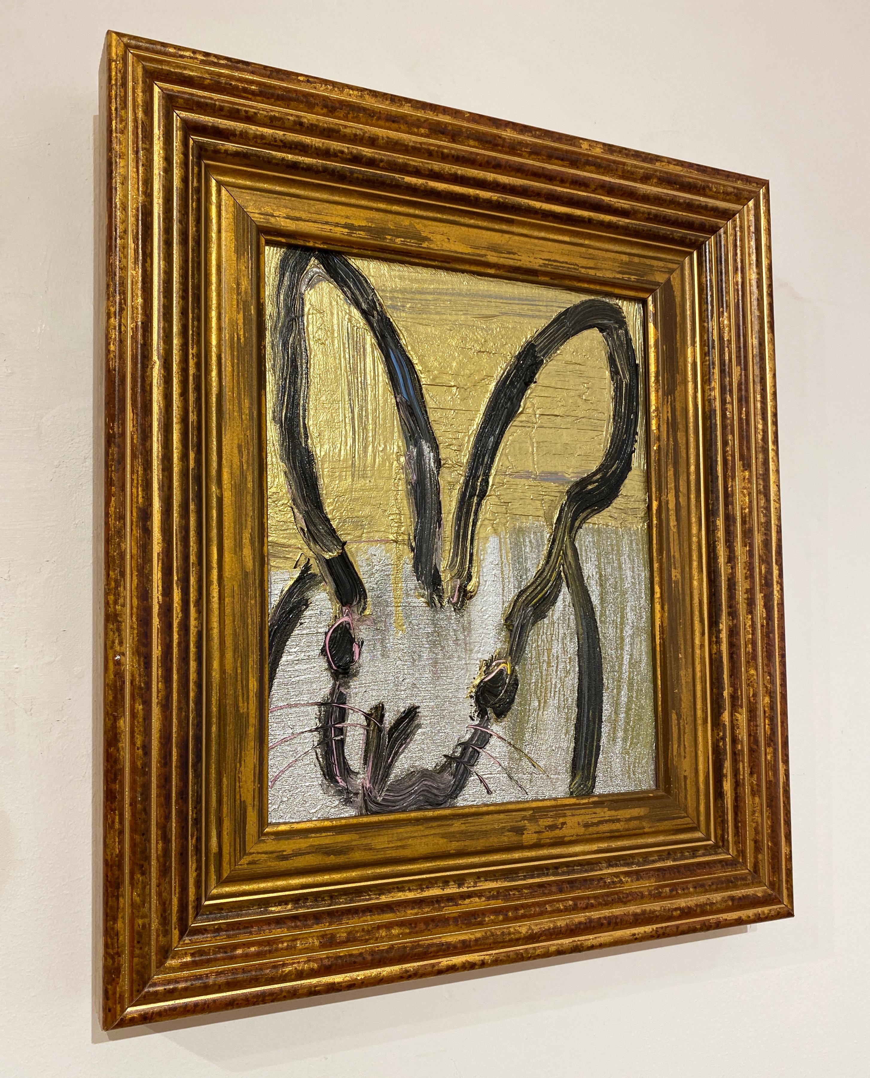 Untitled (Gold & Silver Bunny) - Contemporary Painting by Hunt Slonem
