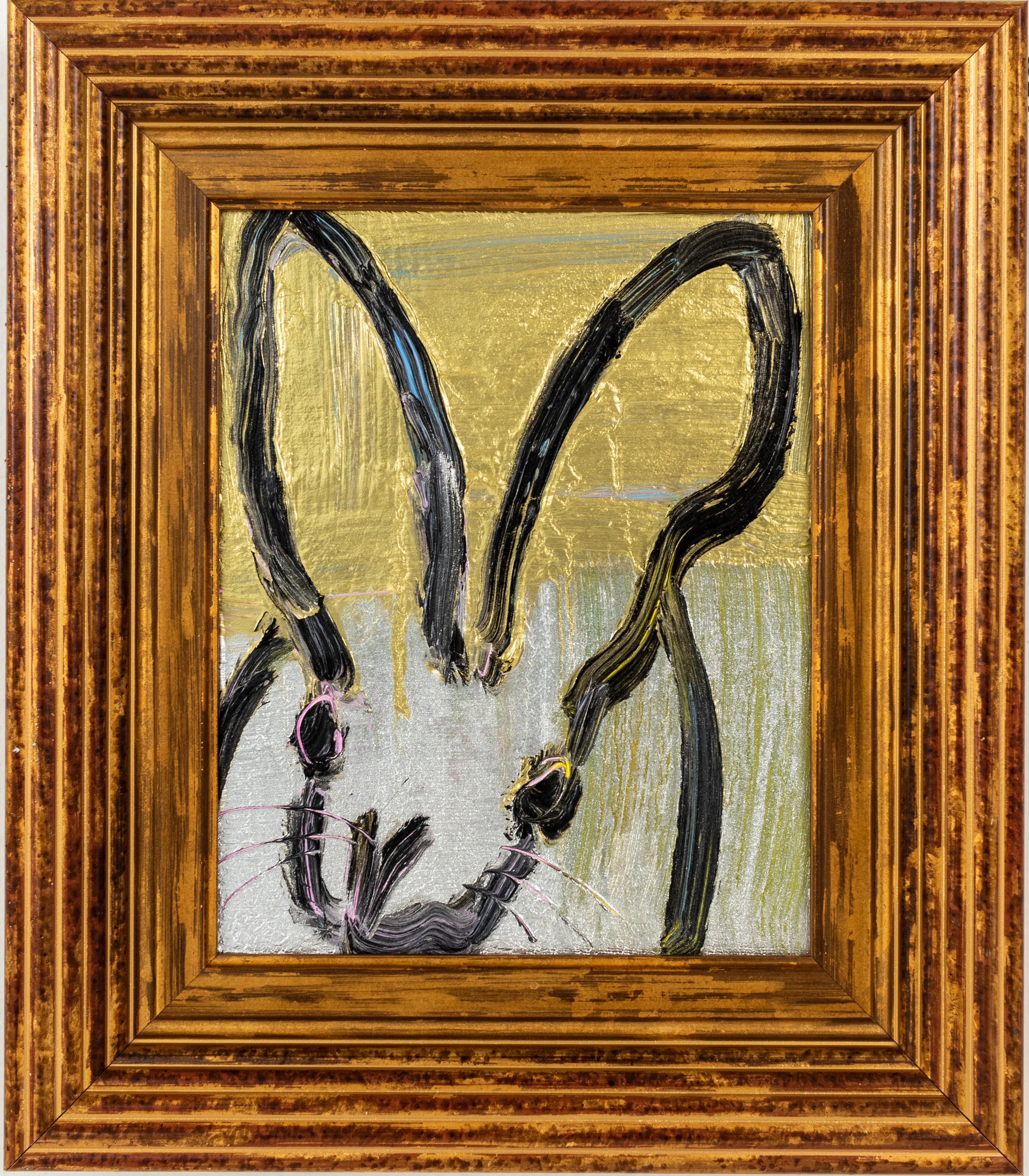 Hunt Slonem Animal Painting - Untitled (Gold & Silver Bunny)