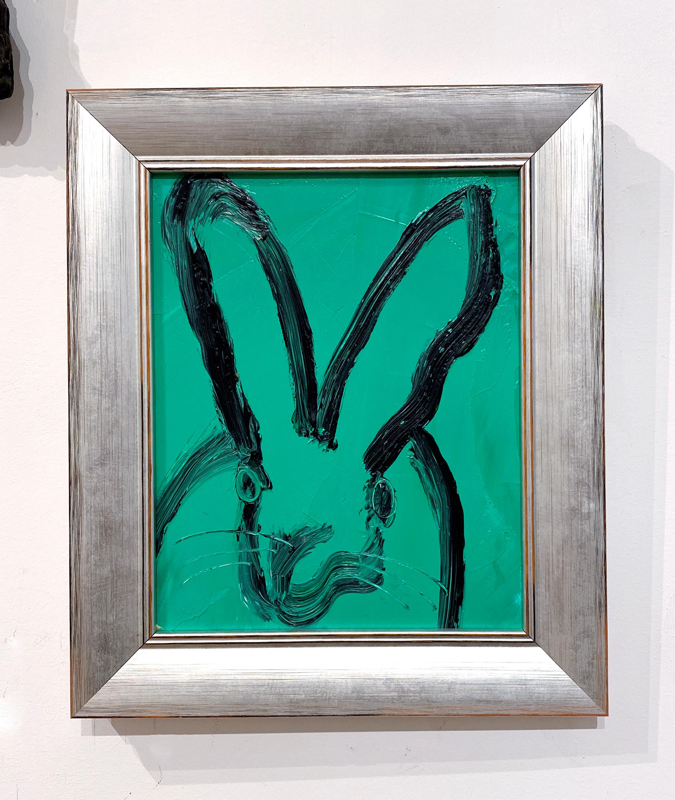 Untitled (Green Bunny) - Painting by Hunt Slonem