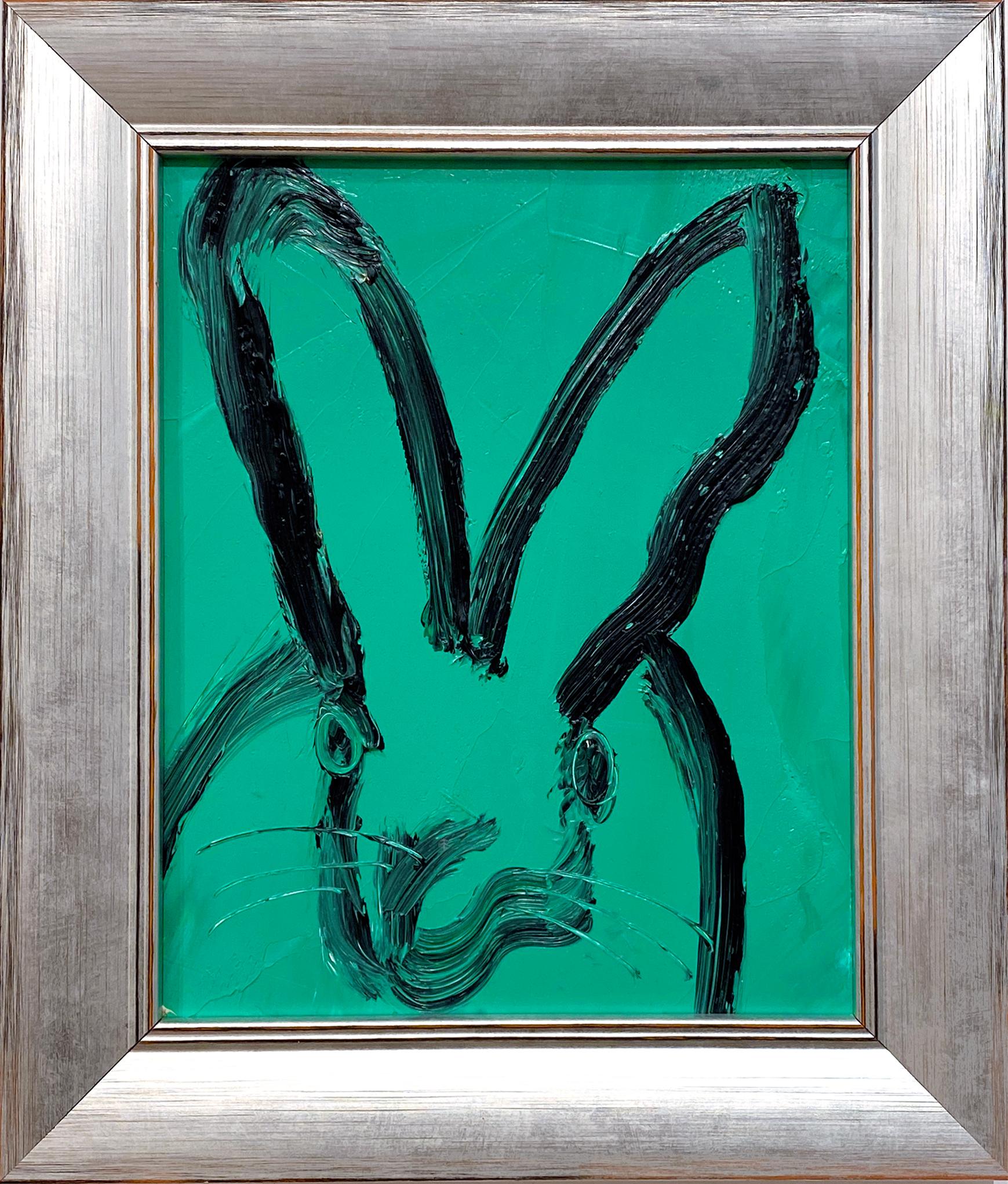 Hunt Slonem Animal Painting - Untitled (Green Bunny)