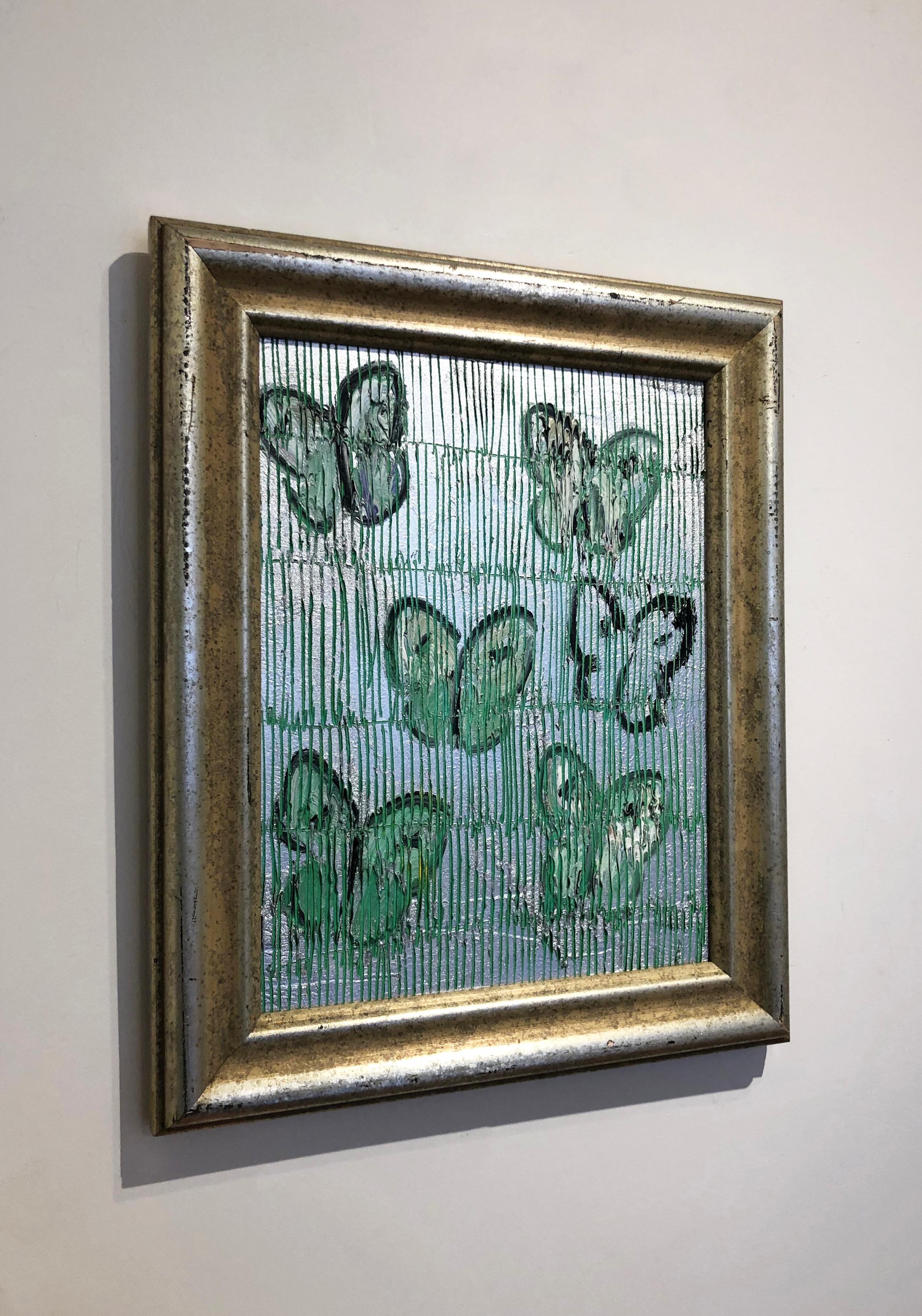 Untitled (Green & Silver) - Contemporary Painting by Hunt Slonem