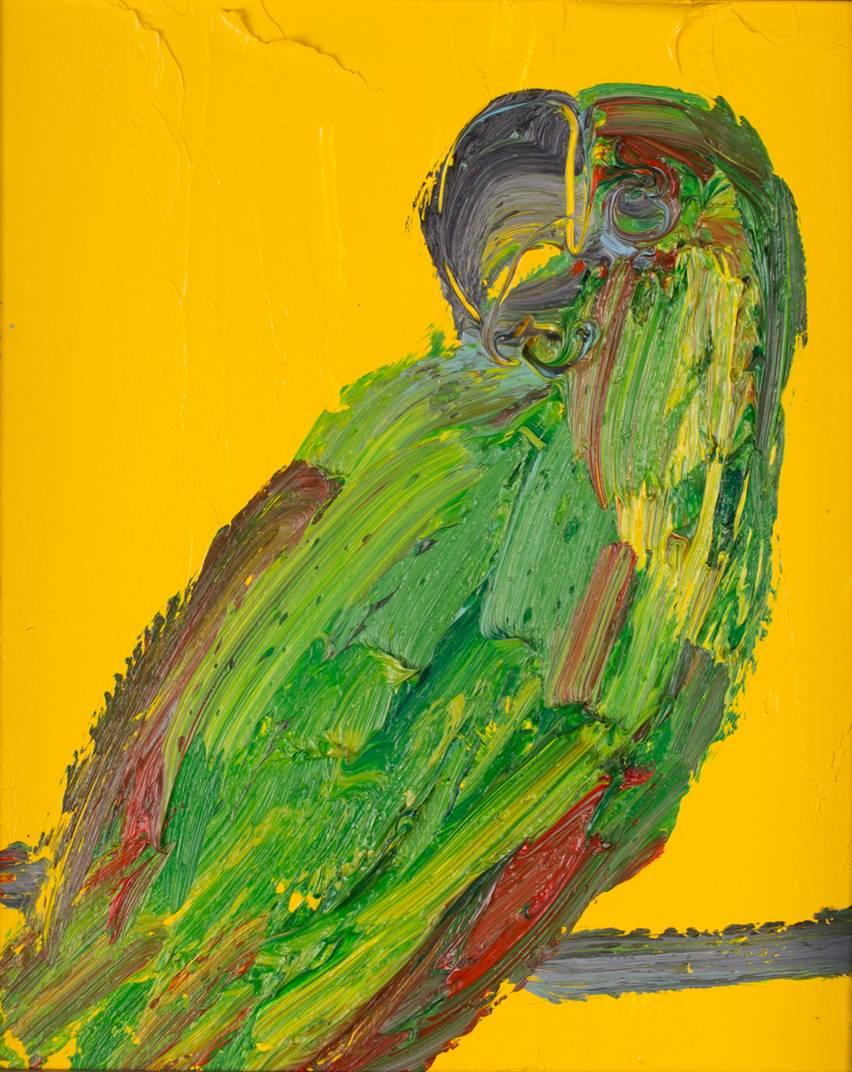 Hunt Slonem Animal Painting - Untitled Green/Yellow Parrot
