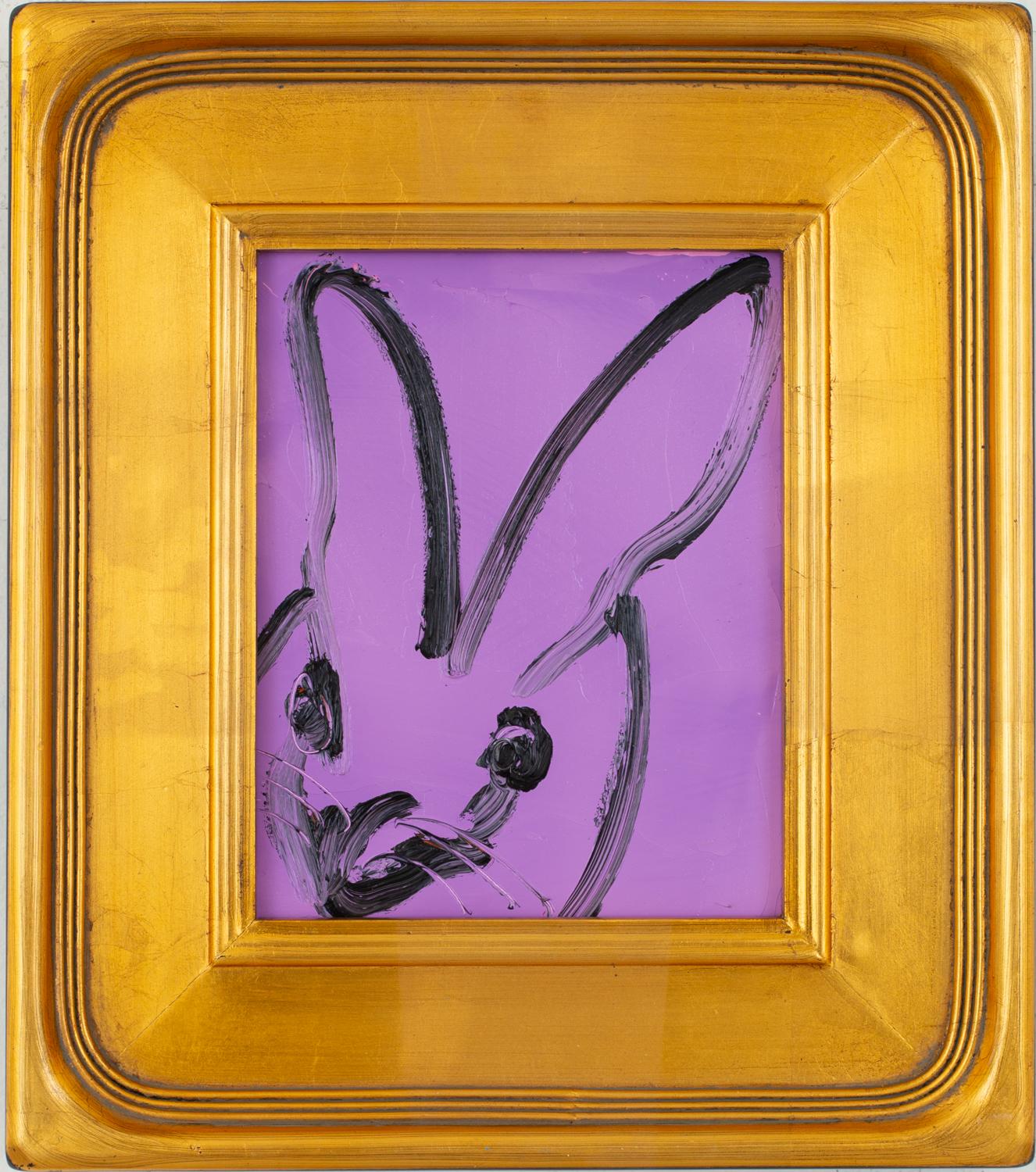 Hunt Slonem Animal Painting - Untitled Lavender Bunny - framed bunny on lavender by hunt slonem