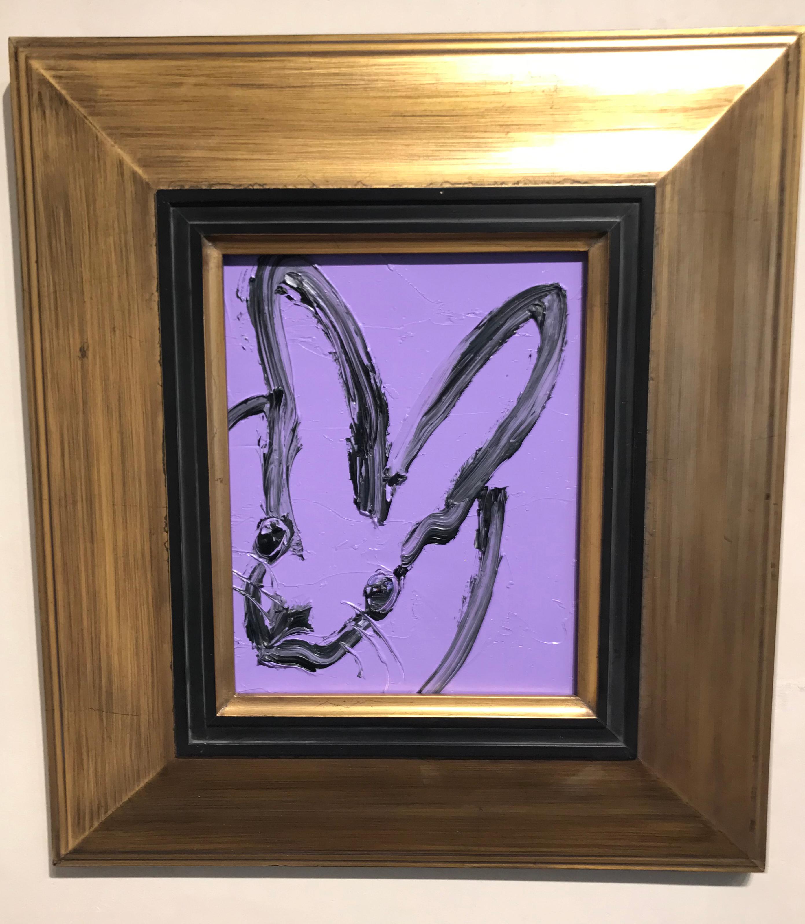Untitled Lavender Bunny in oil paint with vintage frame by Hunt Slonem 1