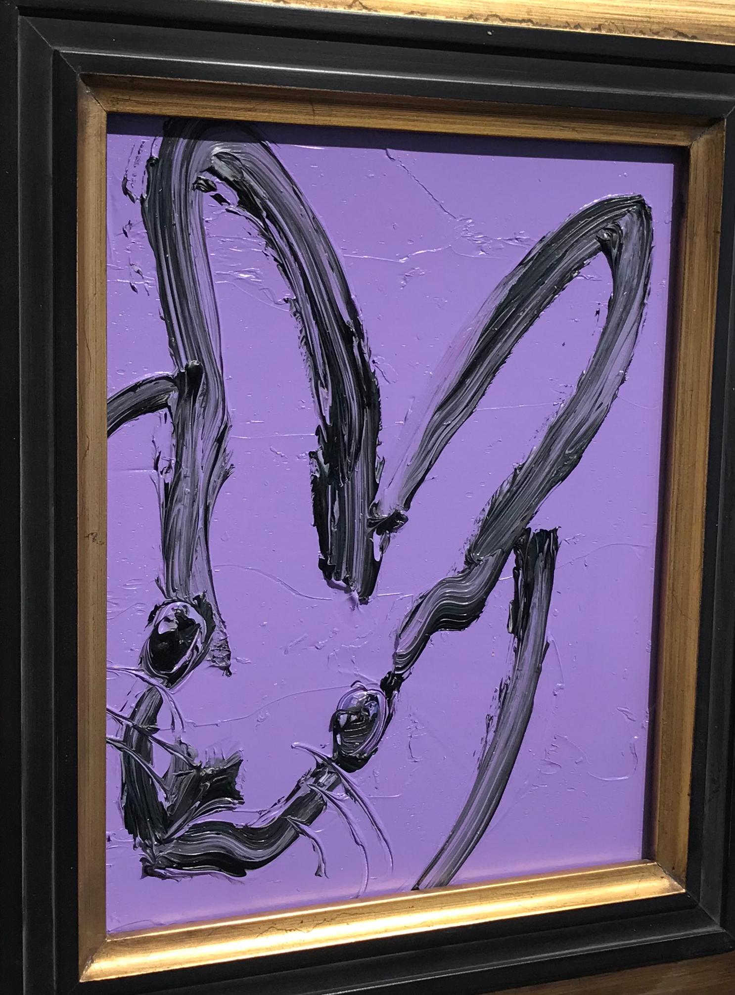 Untitled Lavender Bunny in oil paint with vintage frame by Hunt Slonem 2