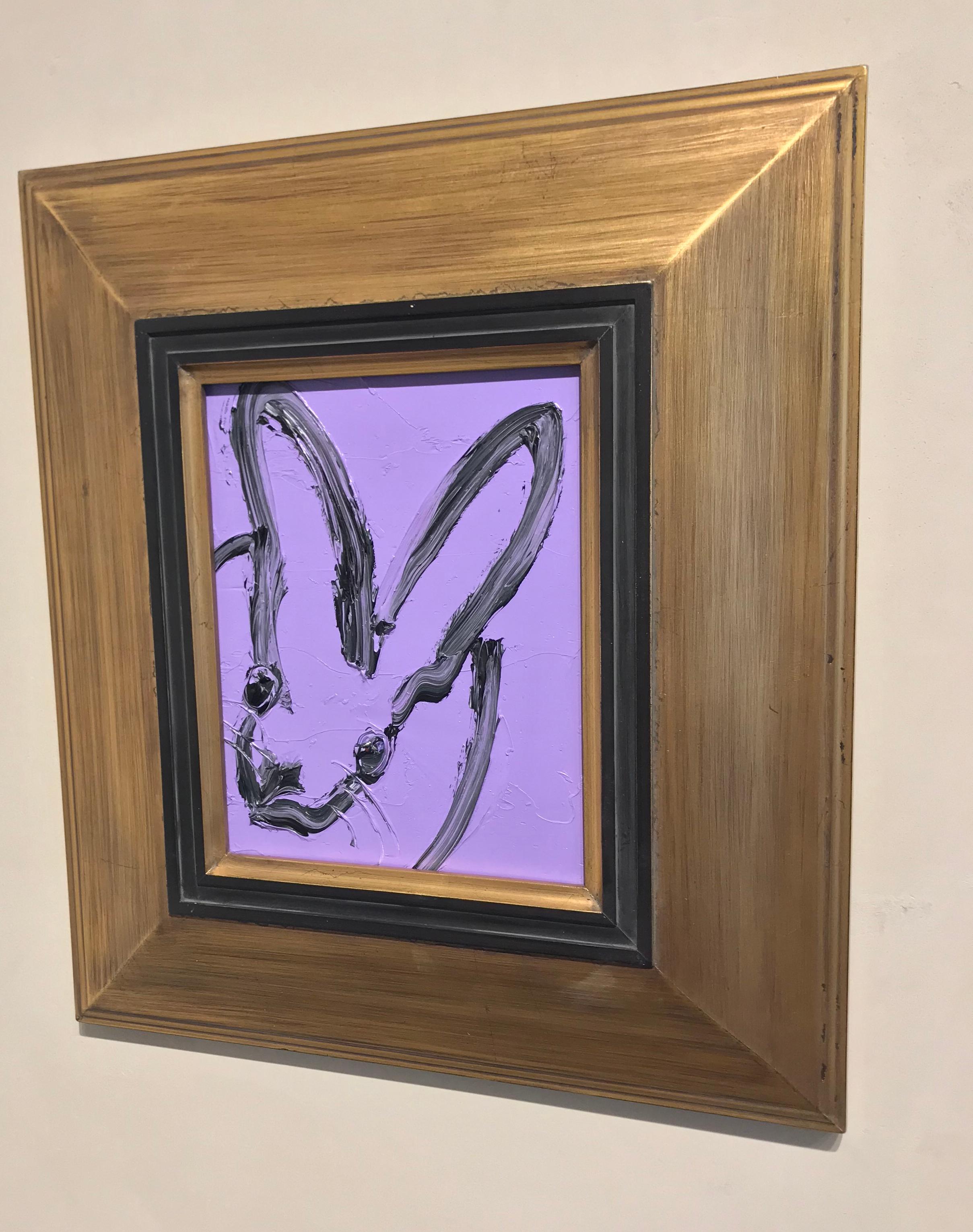 Untitled Lavender Bunny in oil paint with vintage frame by Hunt Slonem 3