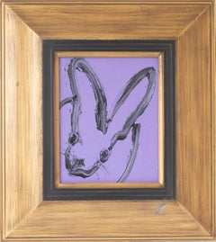 Untitled Lavender Bunny in oil paint with vintage frame by Hunt Slonem