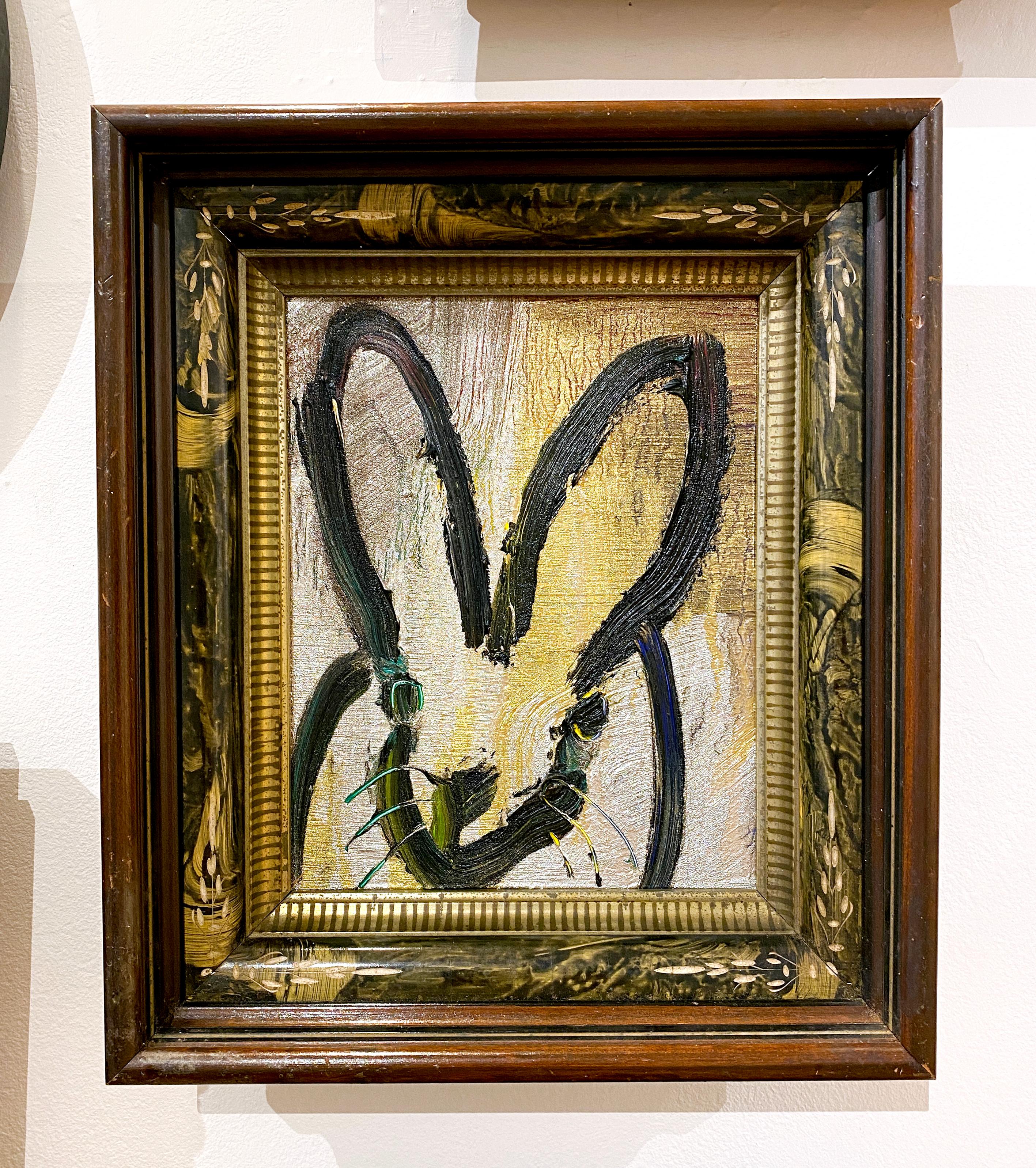 Untitled Metallic Bunny - Painting by Hunt Slonem