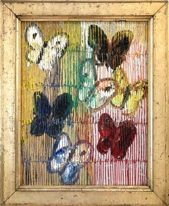 "Untitled" Multicolor Butterflies on Gold and Silver Background with Scoring