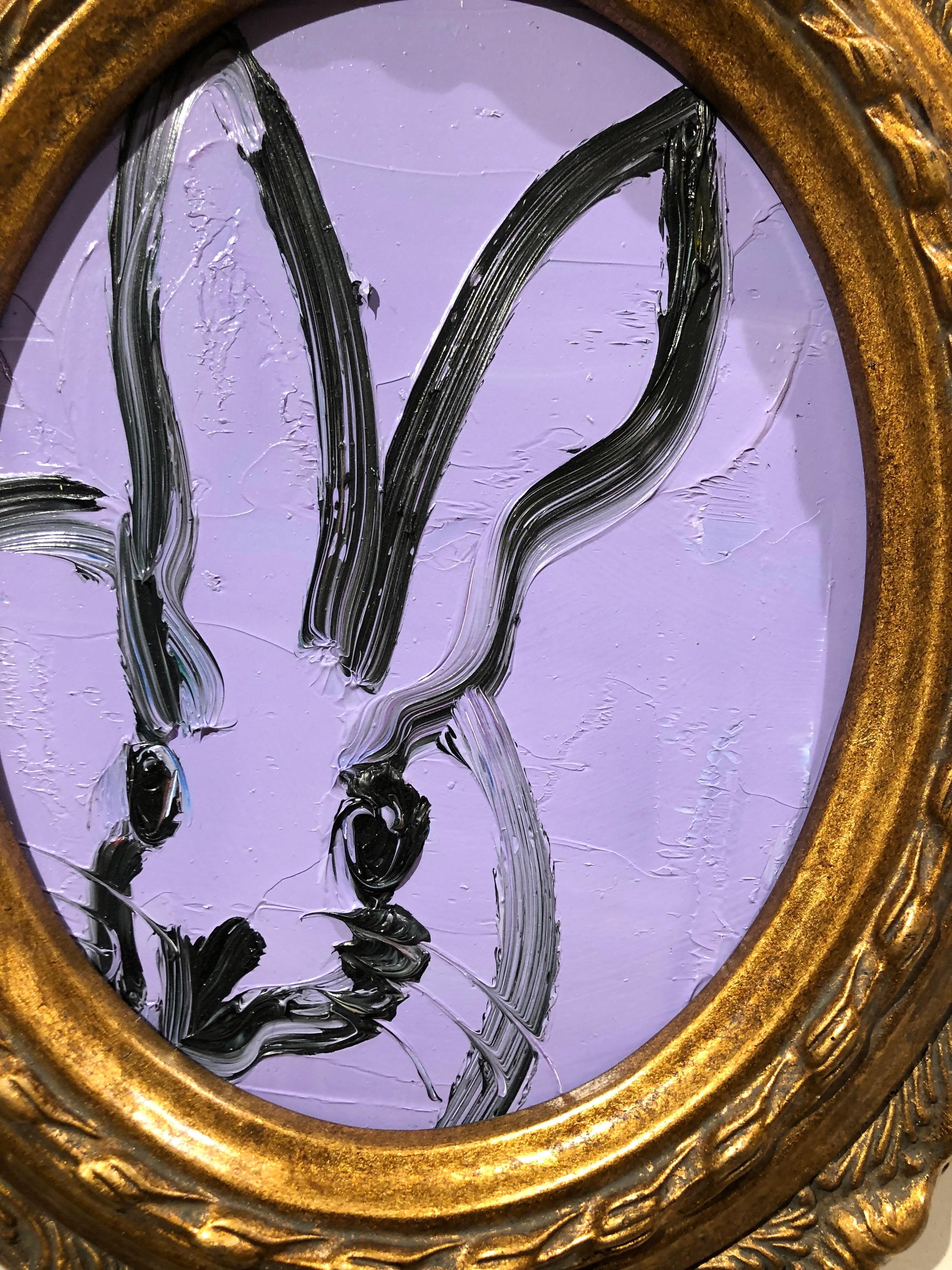 Untitled Oval Bunny  - Neo-Expressionist Painting by Hunt Slonem