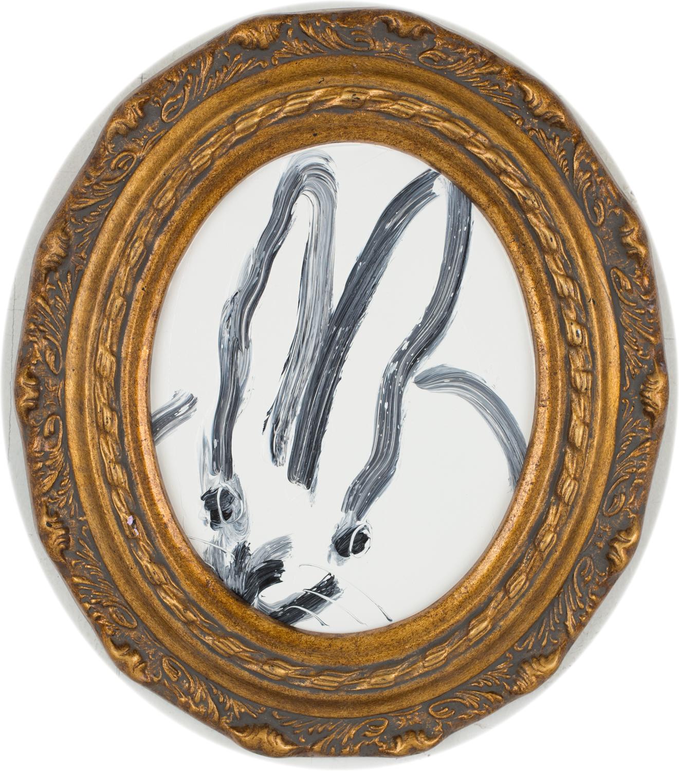 Artist:  Slonem, Hunt
Title:  Untitled (Oval Bunny)
Date:  2018
Medium:  Oil on wood
Unframed Dimensions:  10" x 8"
Framed Dimensions:  15" x 13"
Signature:  Signed by Artist on Verso
Edition:  Unique

Hunt Slonem is a veteran to one-man shows in