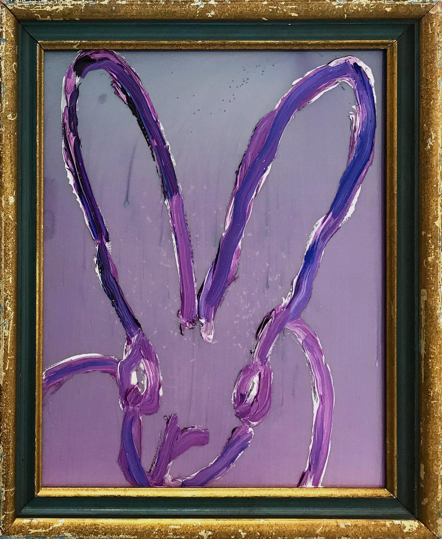 Hunt Slonem Animal Painting - "Untitled" (Pearl Purple Fantasy) Oil and Mixed Media Painting on Wood Panel