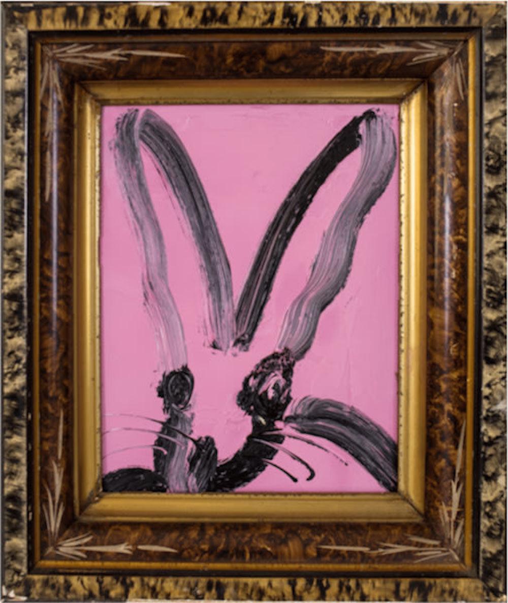 Hunt Slonem Animal Painting - Untitled, Pink Bunny
