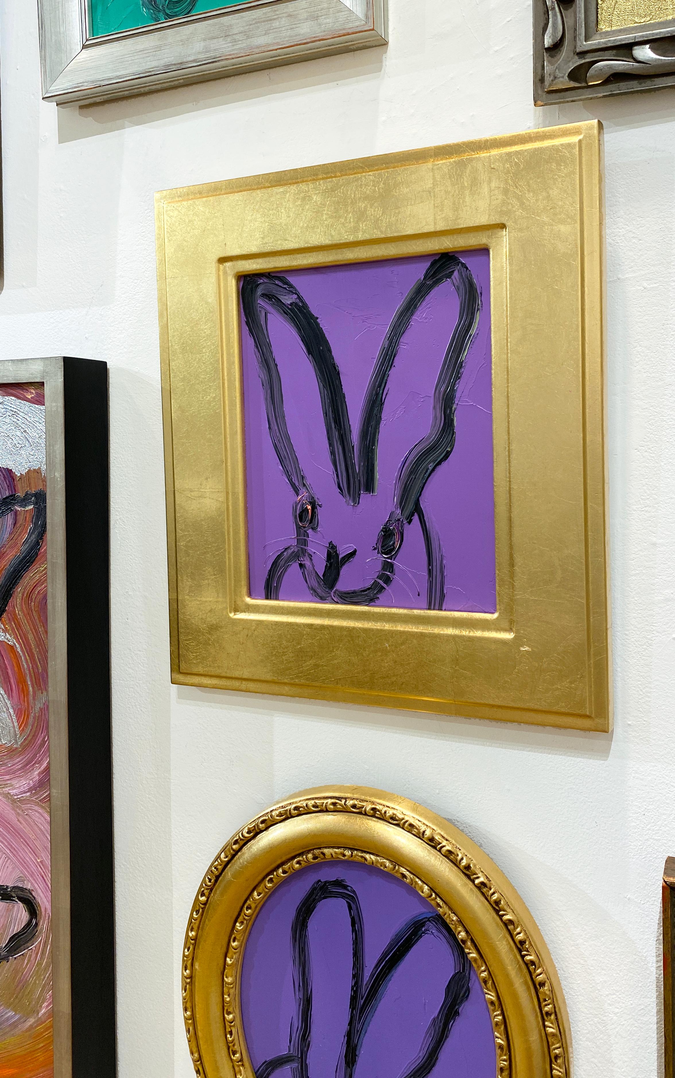 Untitled (Purple Bunny) - Brown Animal Painting by Hunt Slonem
