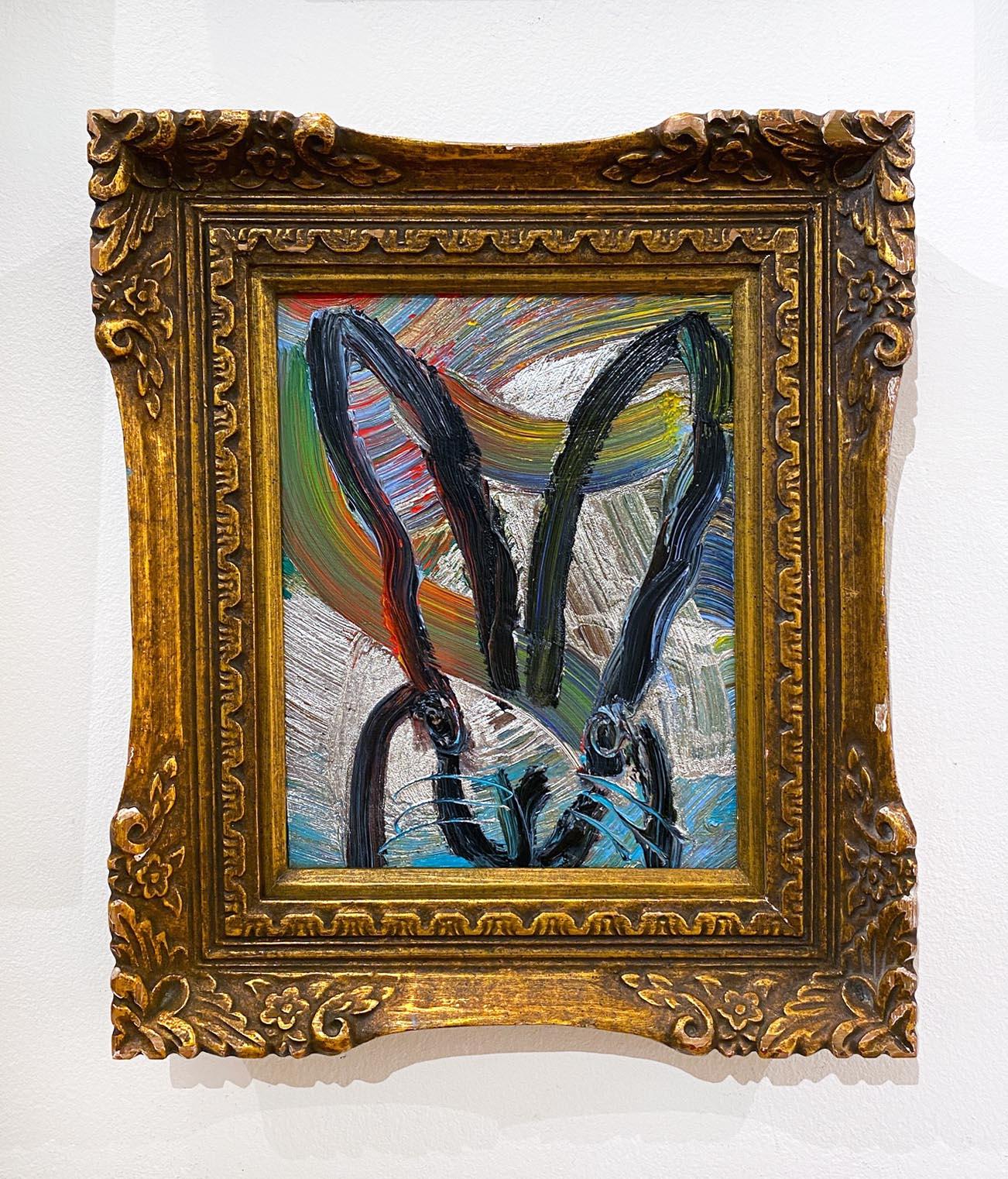 Untitled (Rainbow Bunny) - Painting by Hunt Slonem