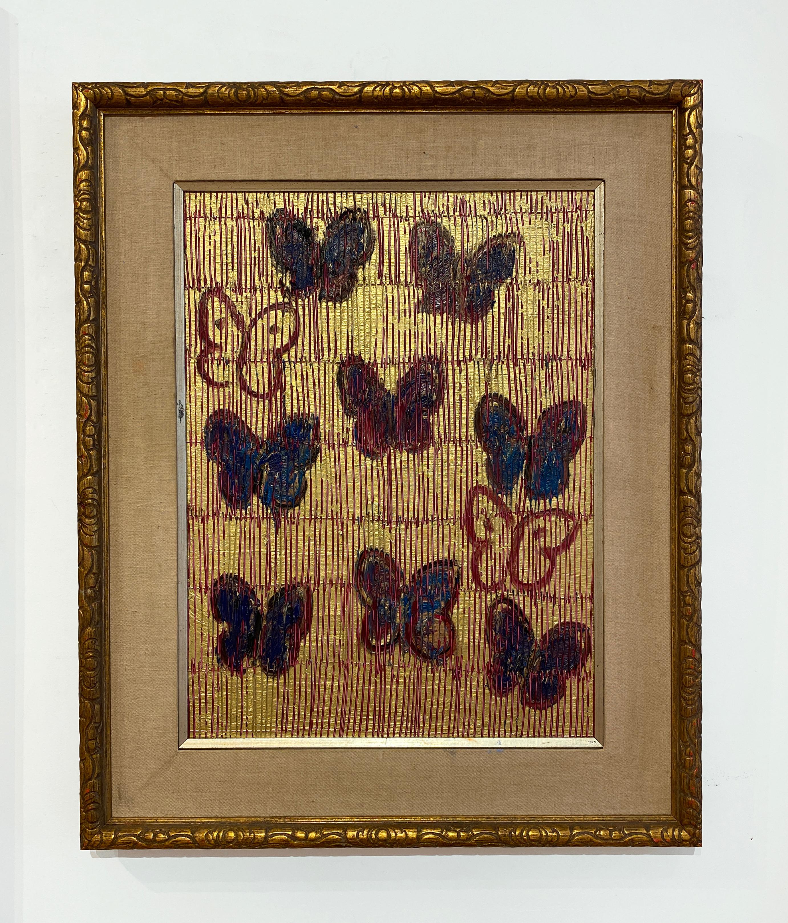 Untitled (Red, Blue & Purple Butterflies) - Painting by Hunt Slonem