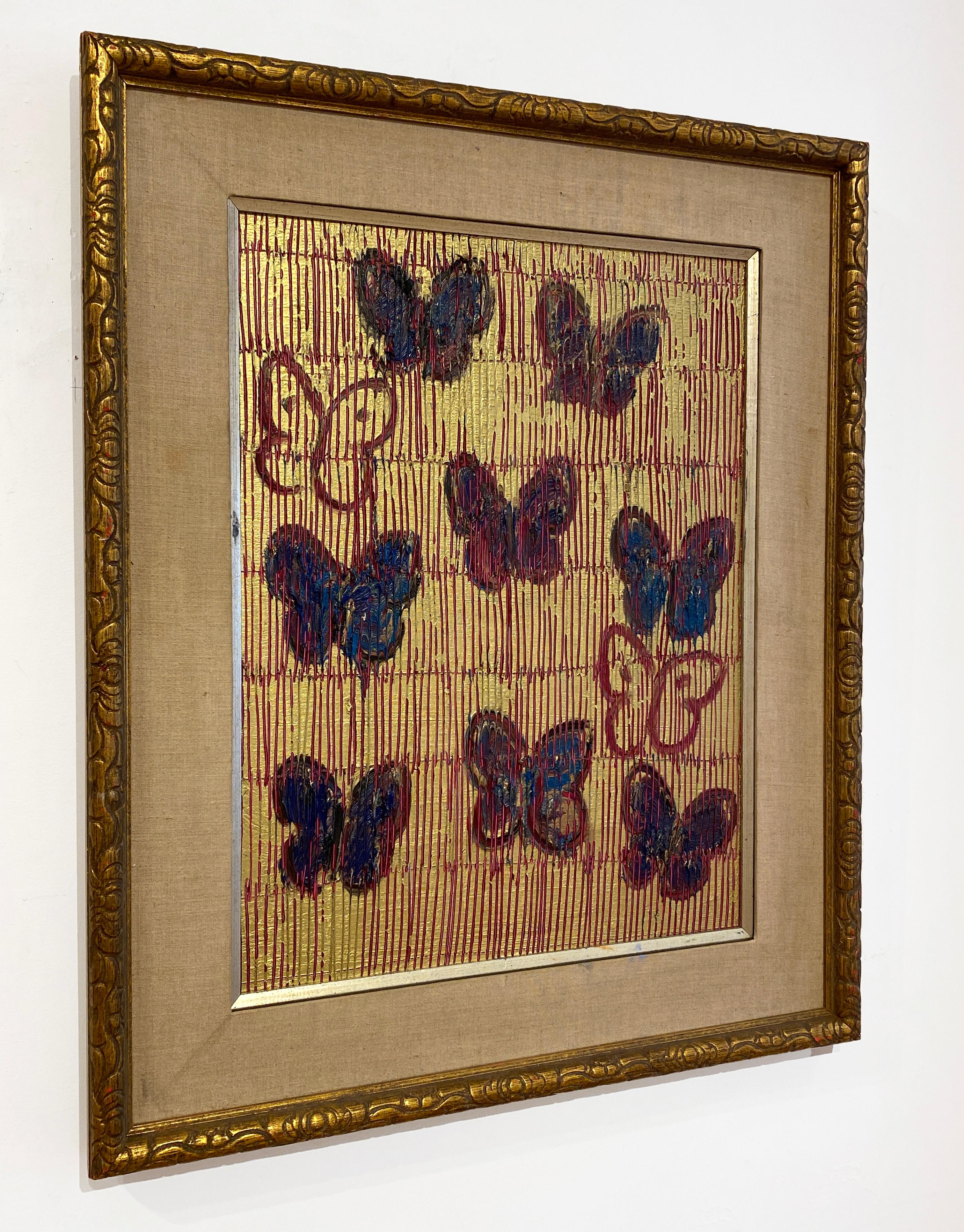 Untitled (Red, Blue & Purple Butterflies) - Contemporary Painting by Hunt Slonem