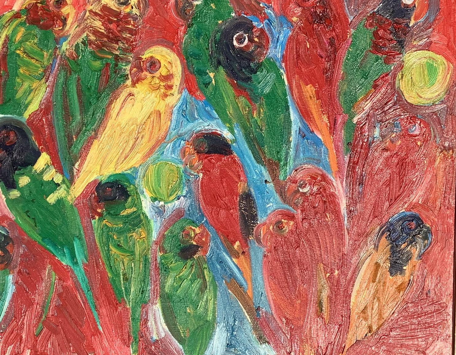 Untitled Red Parrot  - Expressionist Painting by Hunt Slonem