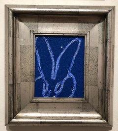 Diamond Dust Bunny Cobalt Blue, Antique Silver Geometric Frame