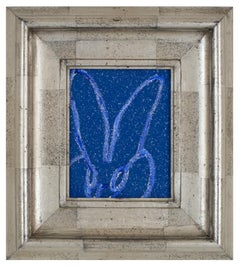 Diamond Dust Bunny Cobalt Blue, Antique Silver Geometric Frame