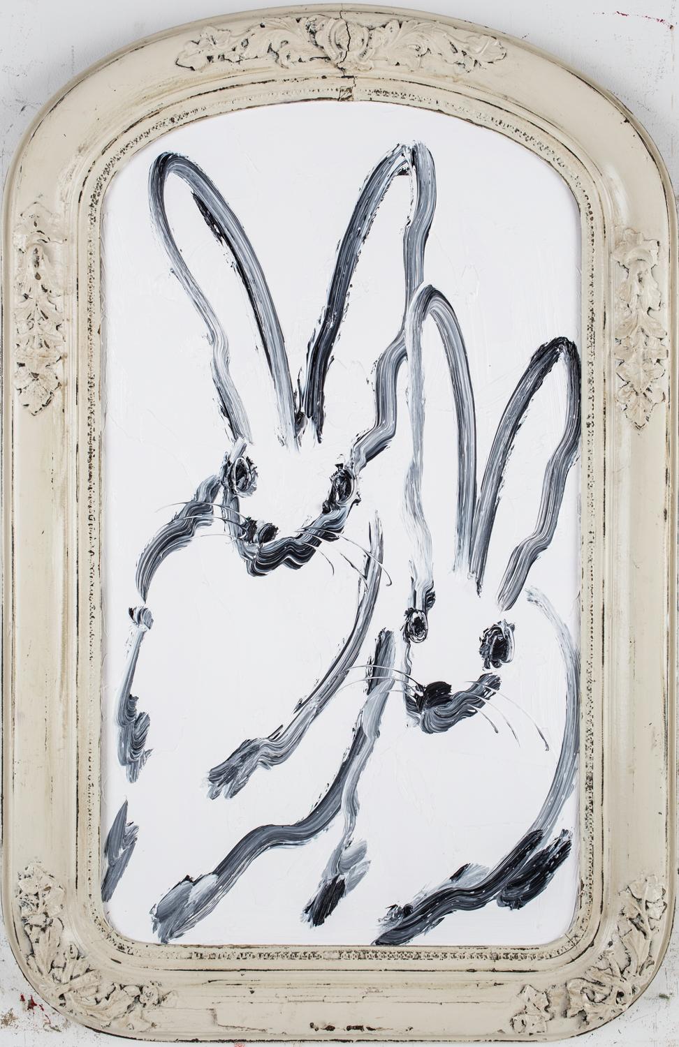 Untitled (White Bunnies) - Painting by Hunt Slonem