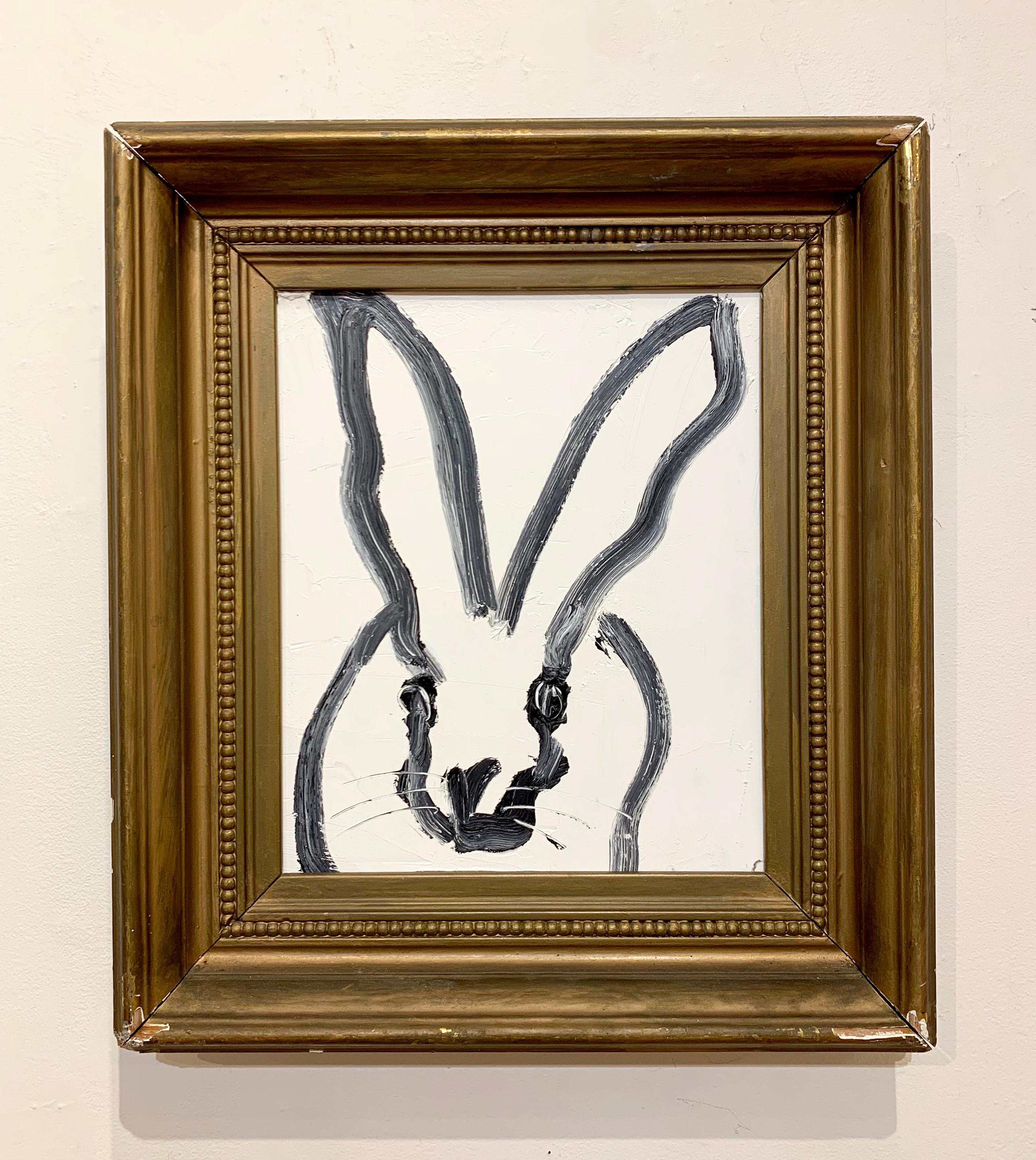 Untitled (White Bunny) - Contemporary Painting by Hunt Slonem