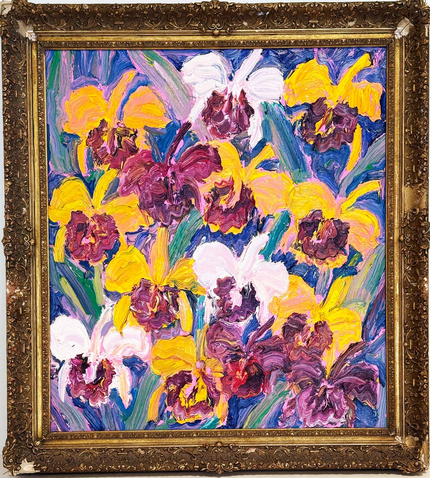 
Catelayas Of Hawaii
 2021. This painting features a vibrant depiction of catelaya flowers and colors of purple, blue, orange, and white. 

Considered one of the great colorists of his time, Slonem’s neo-expressionist paintings feature an exuberant