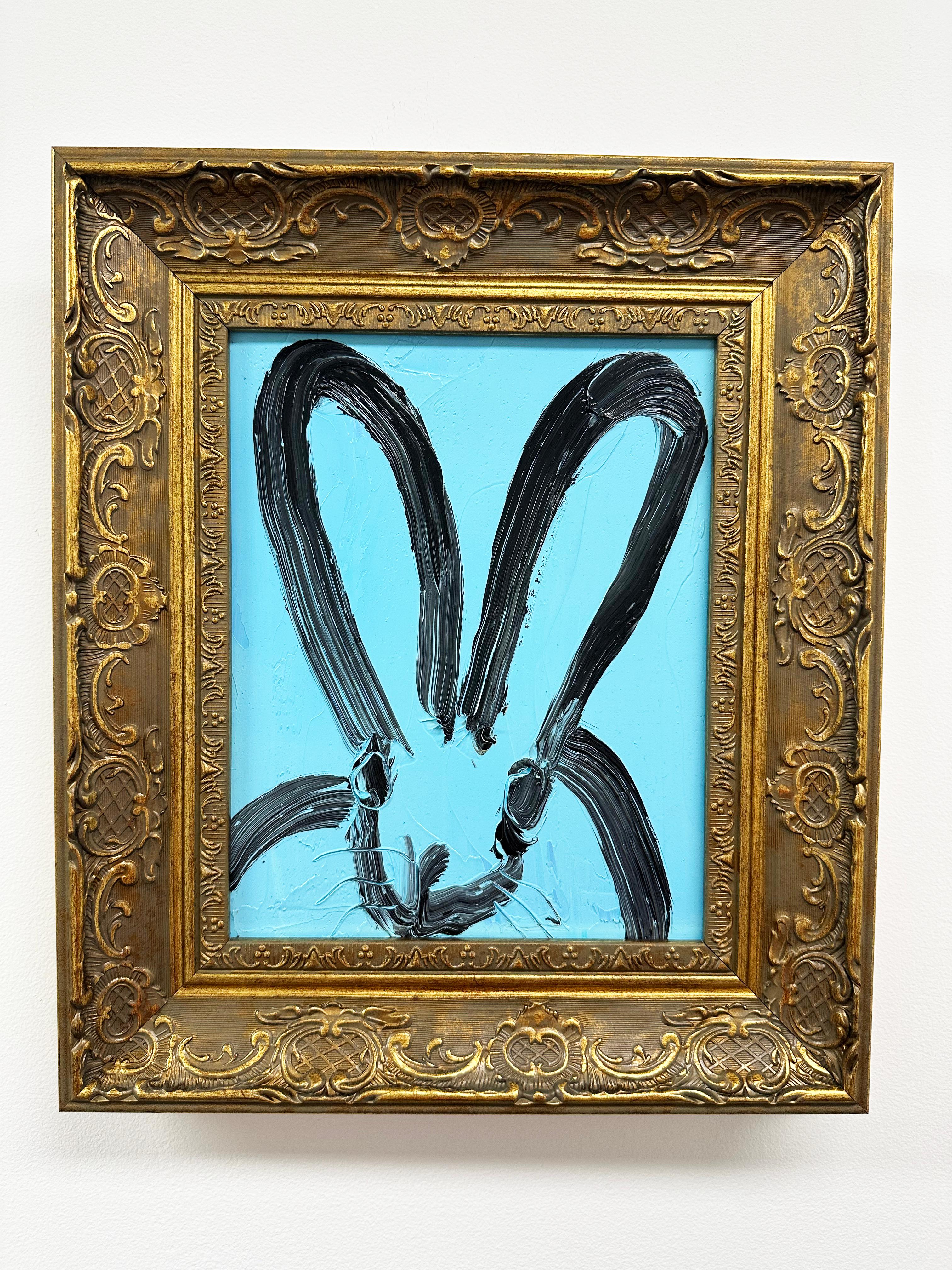 Vibrant Turquoise Bunny Painting 'Whisper' by Hunt Slonem im Angebot 1