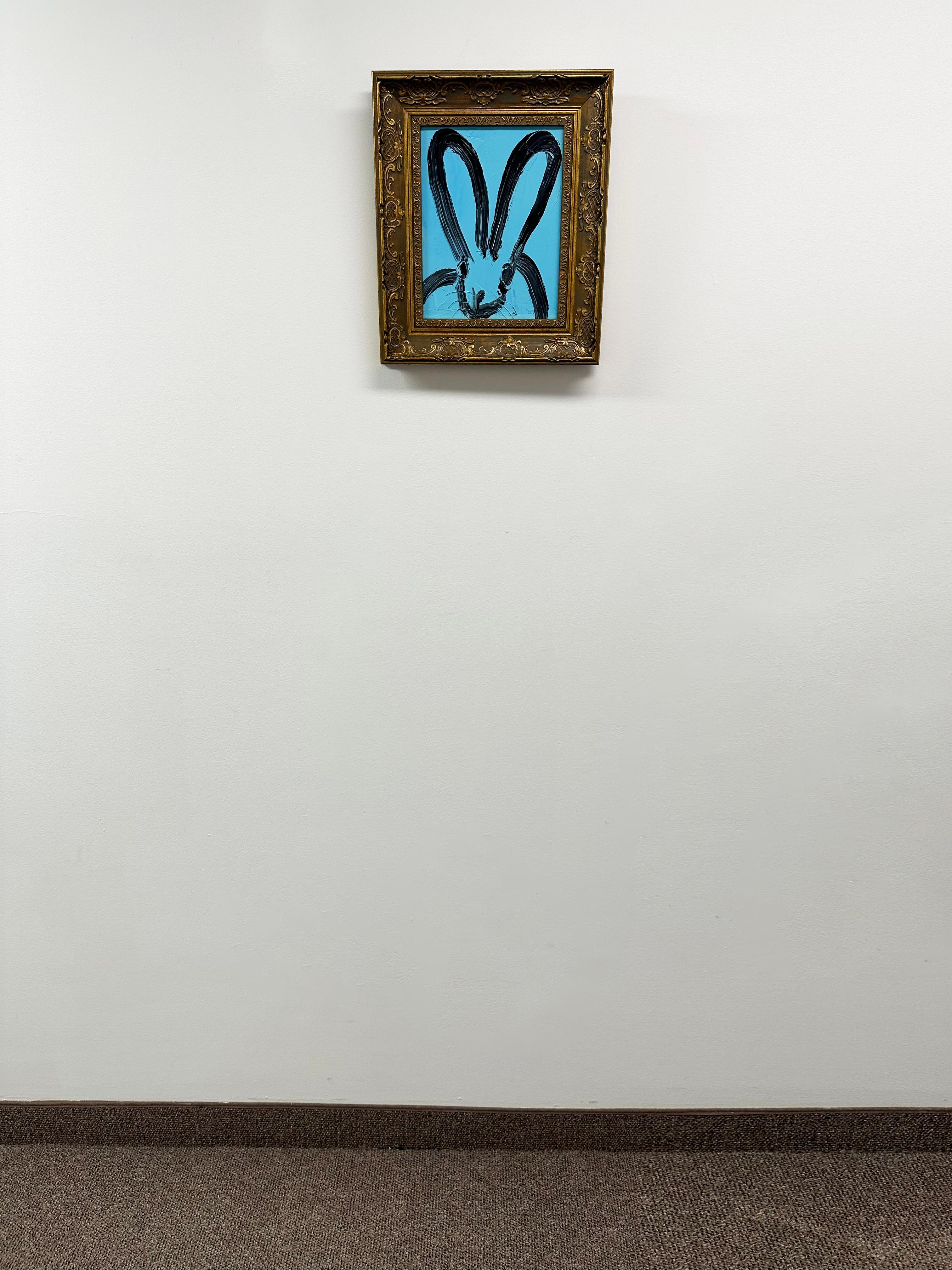 Vibrant Turquoise Bunny Painting 'Whisper' by Hunt Slonem im Angebot 2