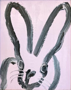"Violaceous" Bunny on Light Lavender Background Oil Painting on Wood Panel