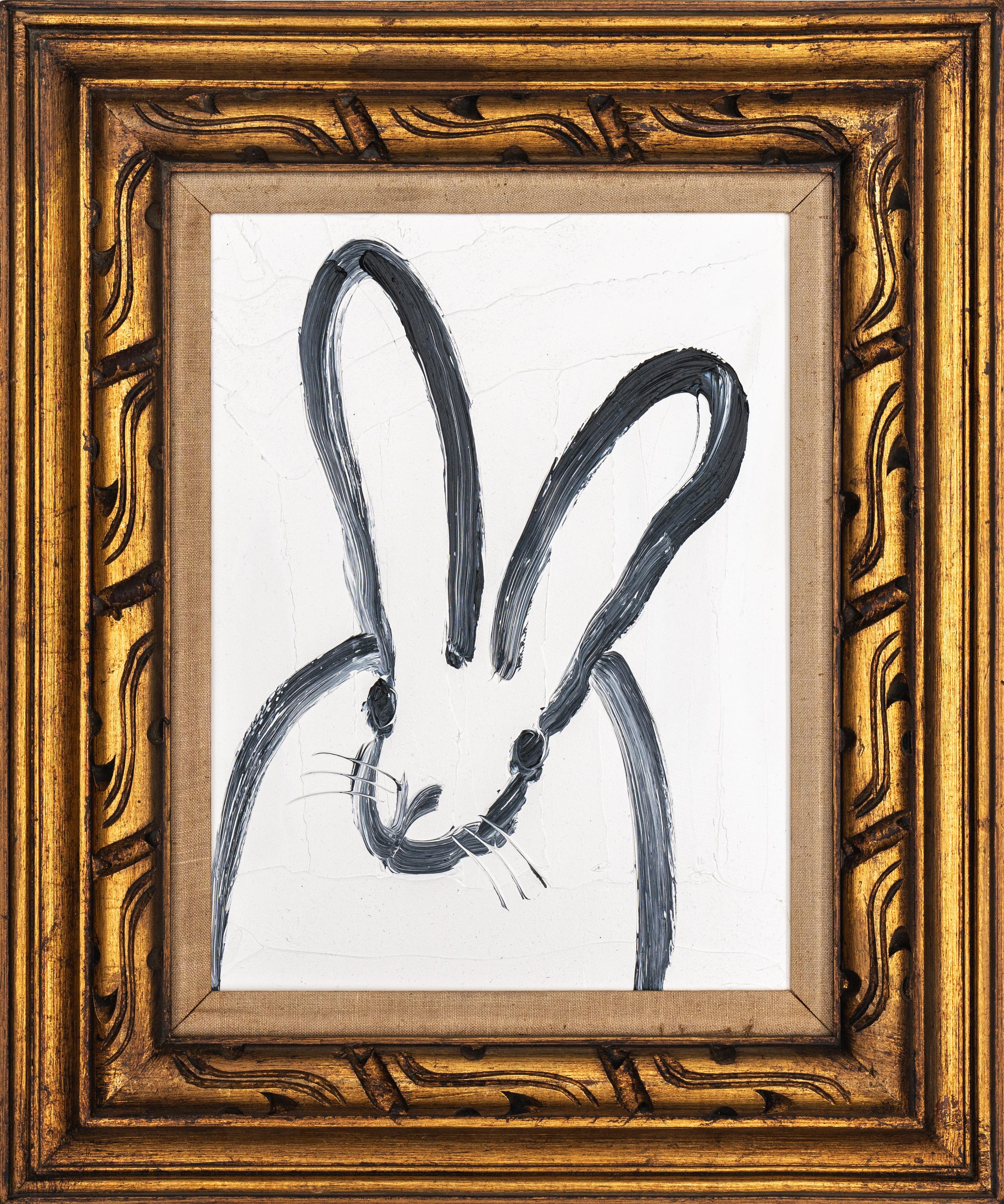 Hunt Slonem Animal Painting – Weißer Bunny Barnaby